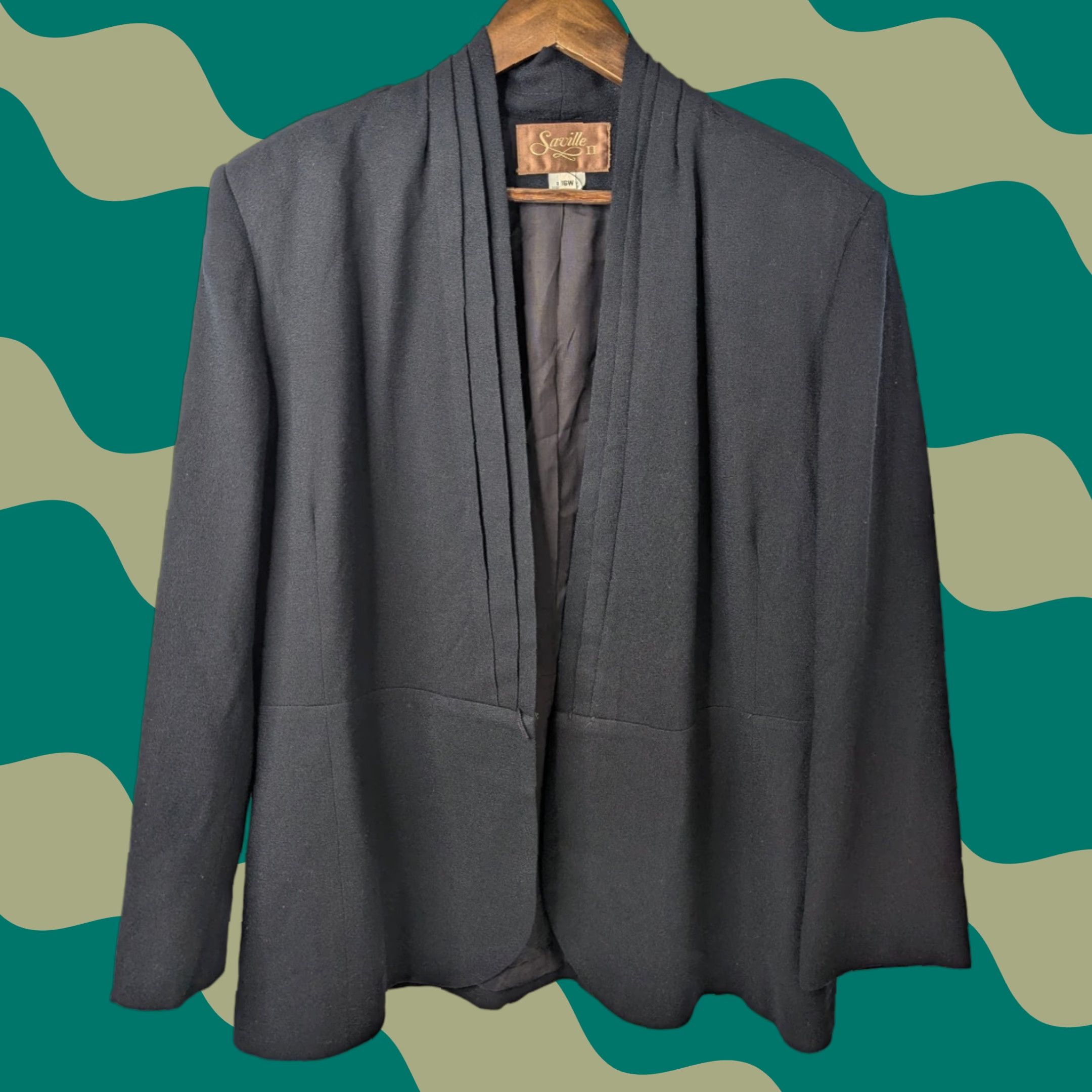 Vintage Saville Blazer Women's Wool Blend Black 16W Jacket Size 16W Made in USA Size XXL / US 16-18 / IT 52-54 - 1 Thumbnail