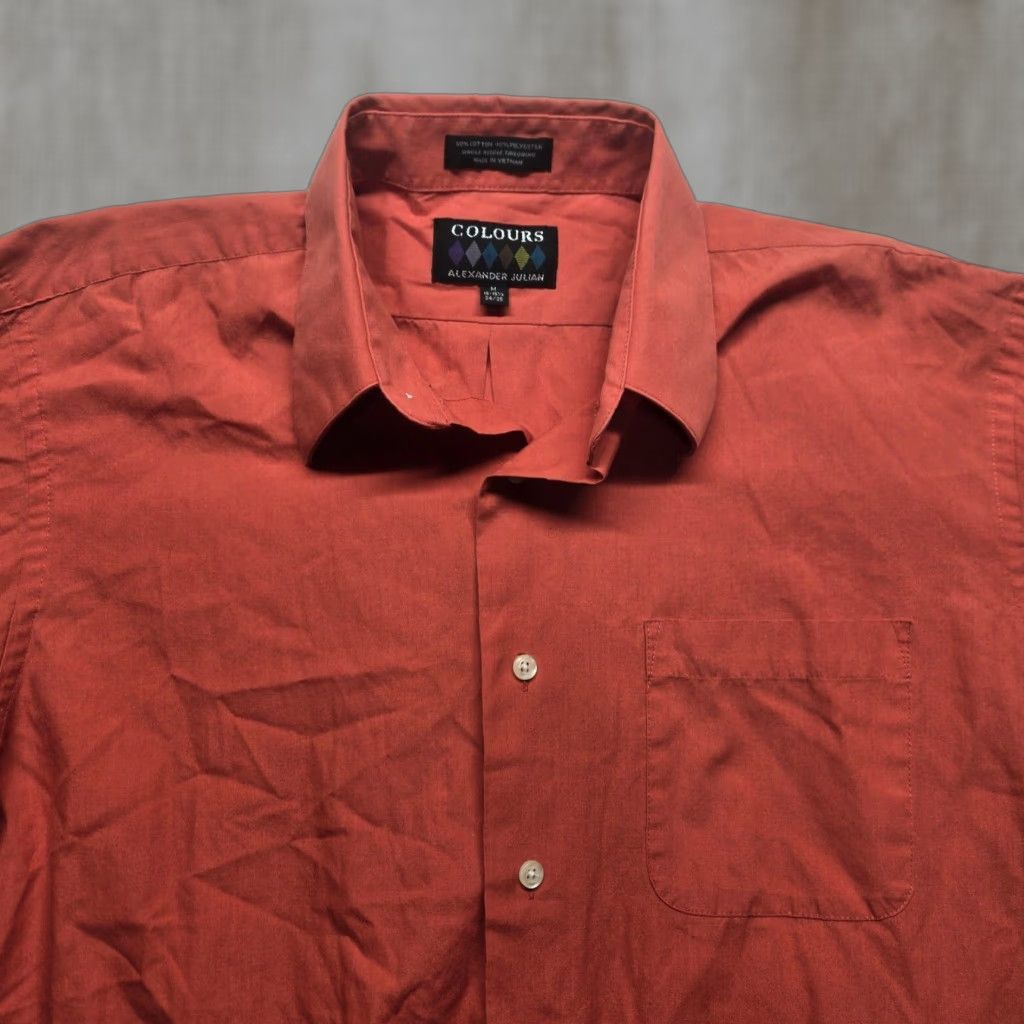 Alexander Julian Colours Alexander Julian Shirt Mens M Orange Regular Solid Button-Up Long Sleeve Subtle Cotton Polyester Modern Size US L / EU 52-54 / 3 - 1 Thumbnail