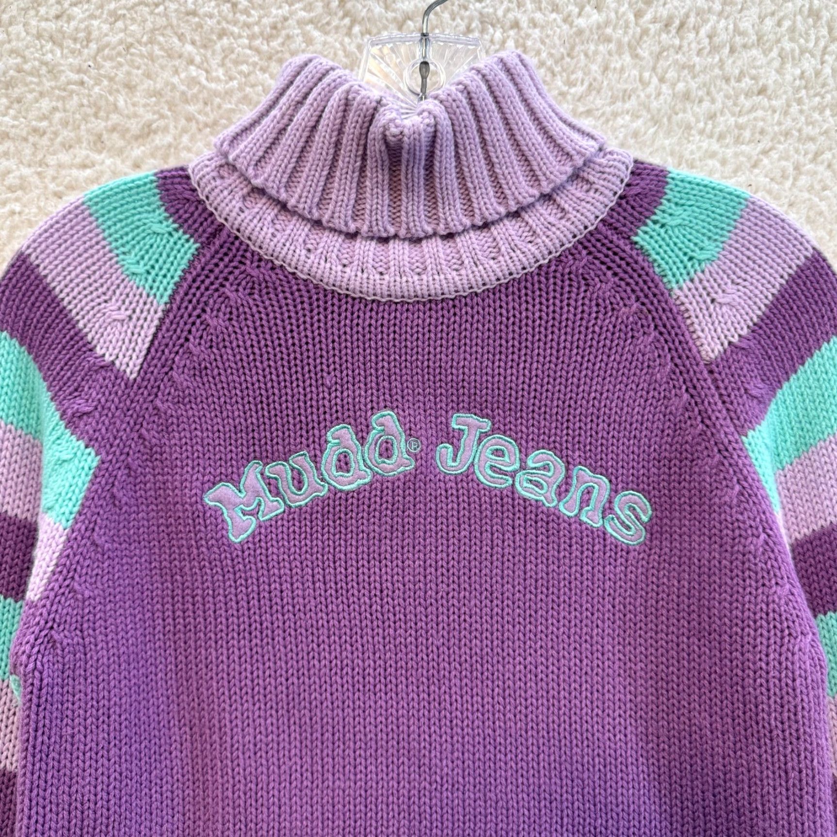 Etro VINTAGE Y2K Mudd Turtleneck Sweater XS Purple Stripe Knit Kidcore Retro Shirt Womens Girls Size XS / US 0-2 / IT 36-38 - 3 Thumbnail