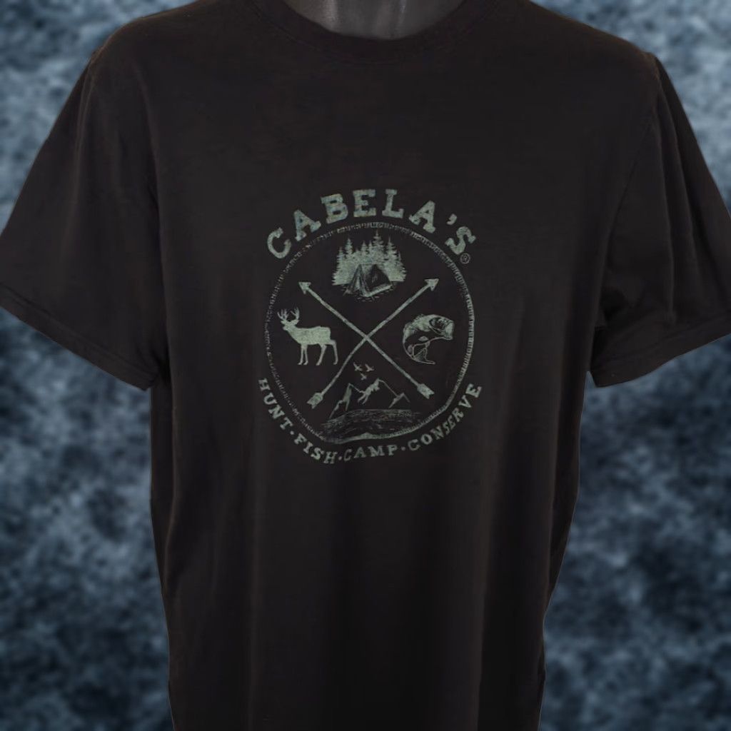 Vintage Cabela's T Shirt Mens Large Black Hunting Fishing Camping Outdoors Shirt Mens Black Outdoor Cabela's Size US L / EU 52-54 / 3 - 1 Thumbnail