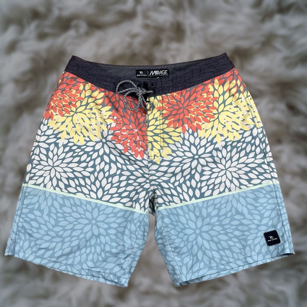 Vintage Mirage Shorts Mens 32 Stretch Drawstring Swim Trunks Beach Polyester Blend Trunks Pockets Quick Dry Adults Mens Beach Polyester Blend Mirage Shorts 32 Size US 32 / EU 48 - 1 Thumbnail