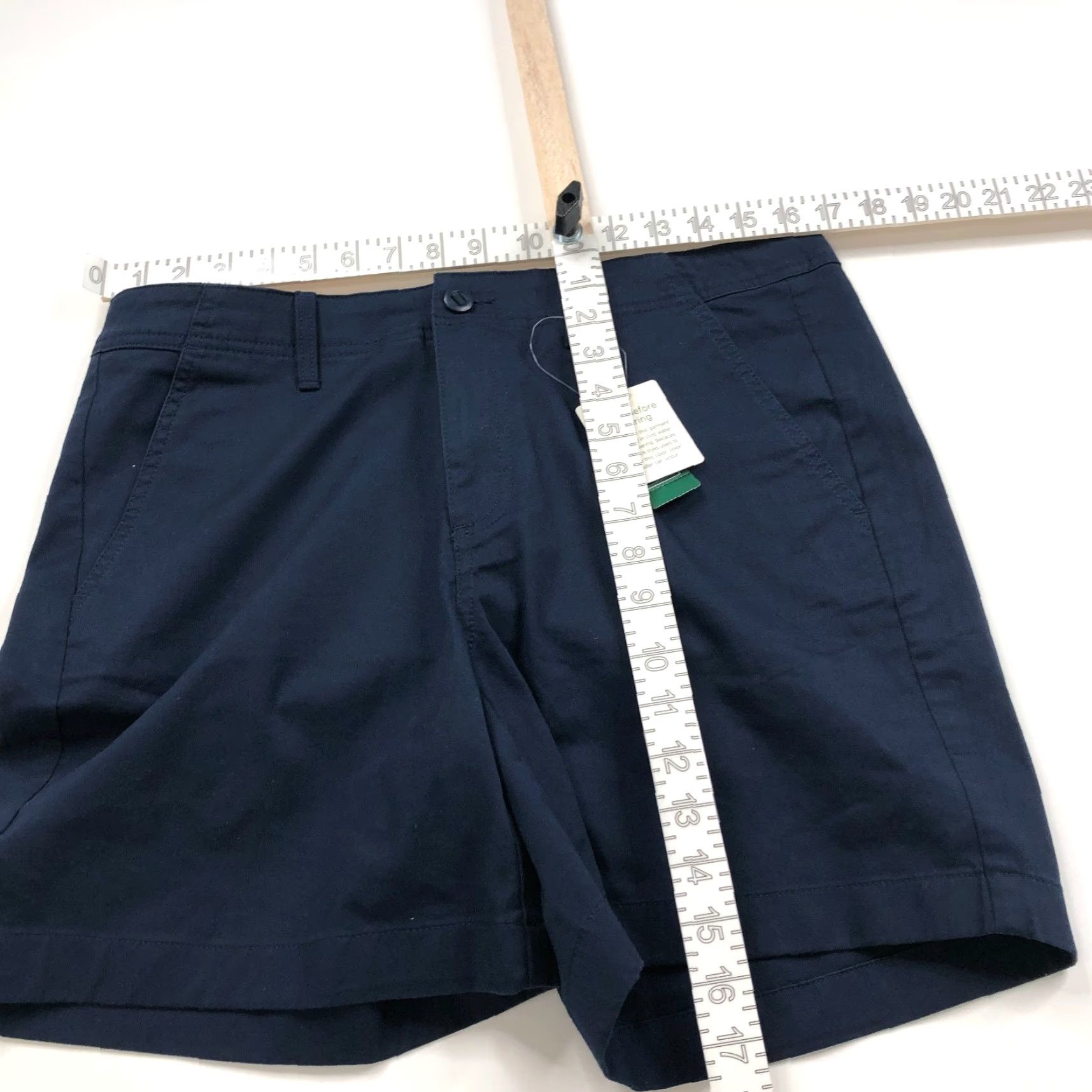Vintage L.L. Bean Favorite Fit Chino Shorts Blue 12 Regular Mid Rise 5" Cotton Spandex Zip Pocket Flat Front Womens Size 34" / US 12 / IT 48 - 4 Thumbnail