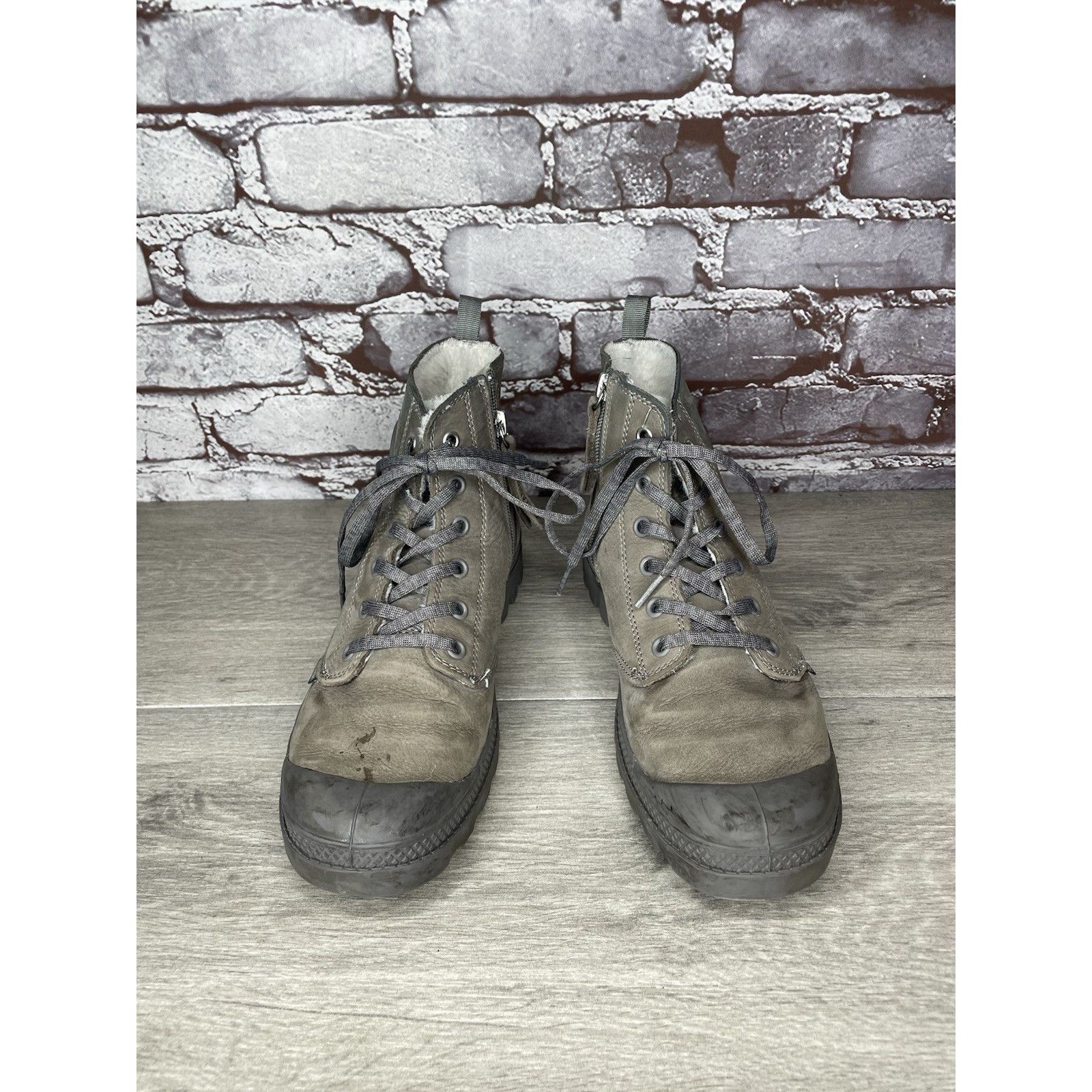 Palladium Palladium Pampa Gray Leather Lace Up Lined Combat Boots Wome Size US 7.5 / IT 37.5 - 20 Thumbnail