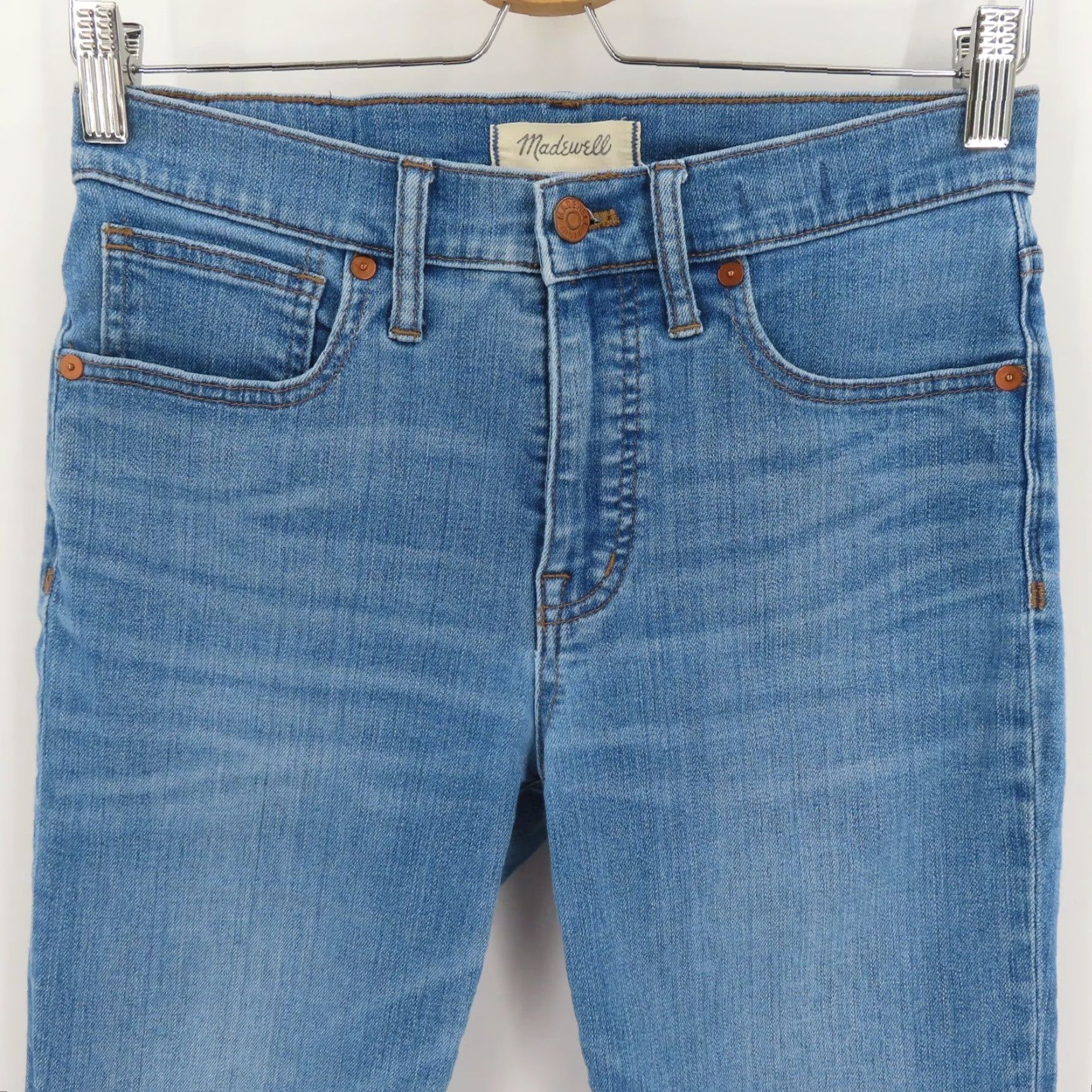 Madewell Madewell Jeans Womens 27 9in High Rise Distressed Raw Hem Denim Blue 5-Pocket Regular Inseam 9 in Size 27" / US 4 / IT 40 - 2 Thumbnail