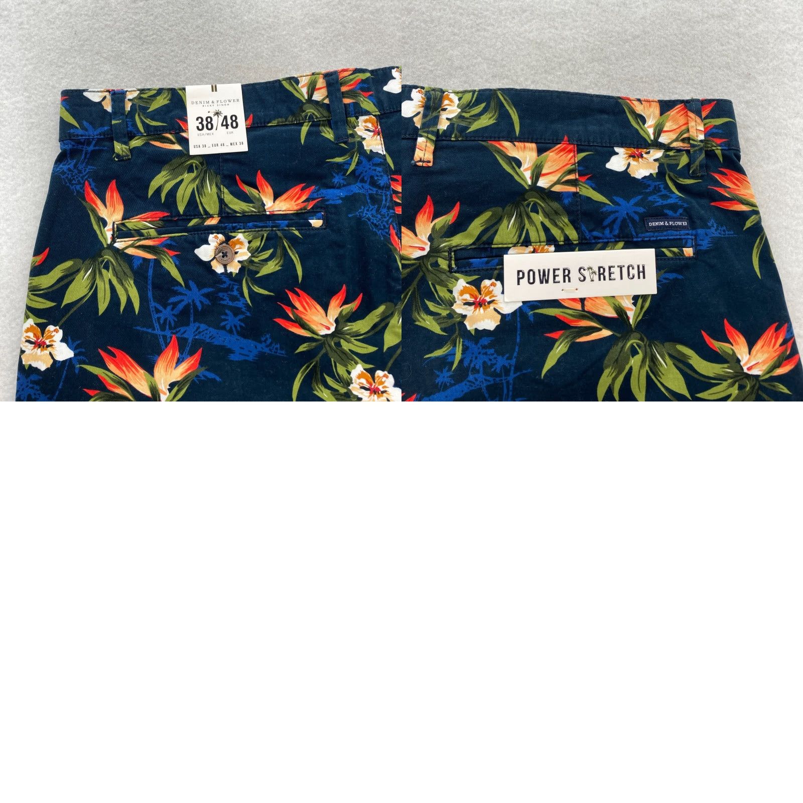 Vintage Denim & Flower Chino Shorts Mens 38 Blue Floral Roll Cuff Stretch Fabric Casual Size US 38 / EU 54 - 9 Thumbnail