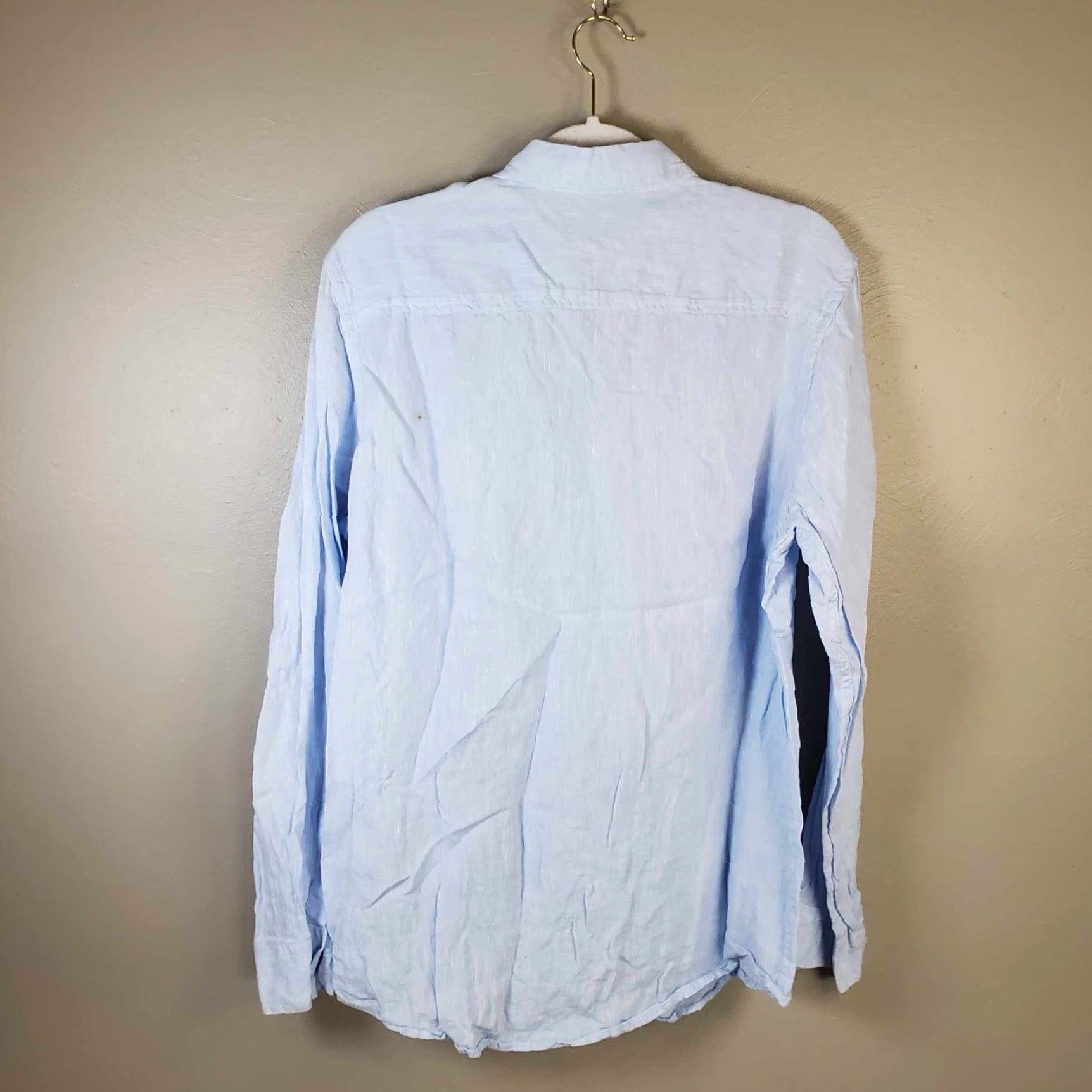 Tasso Elba Tasso Elba Shirt Mens M Blue 100% Linen Long Sleeve Button Up Lightweight Solid Size US M / EU 48-50 / 2 - 4 Thumbnail