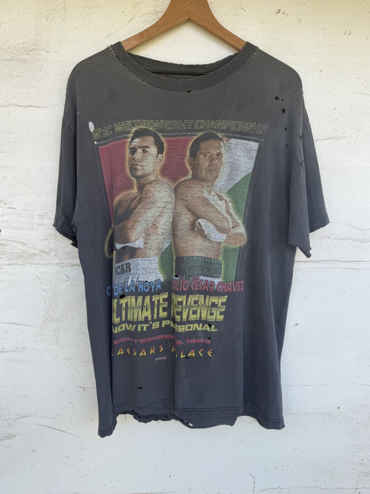 Faded Distressed Oscar Dela Hoya Vs. Julio Caesar Boxing Tee