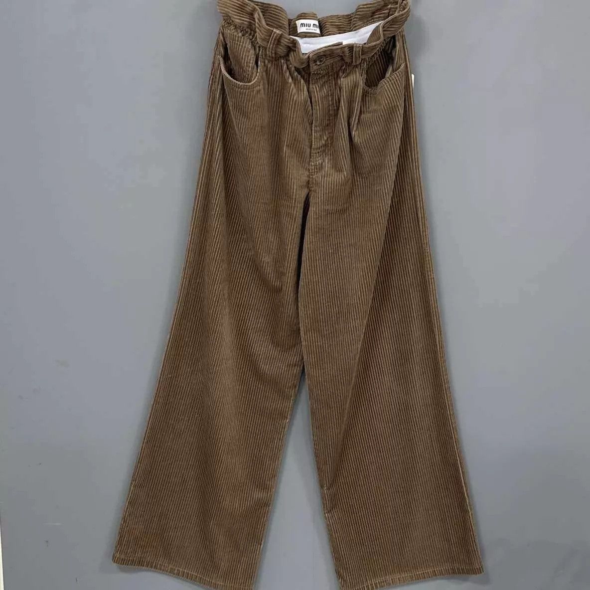Miu Miu MIUMIU Milk Tea Corduroy Wide-Leg Trousers 40 Size 27" / US 4 / IT 40 - 3 Thumbnail