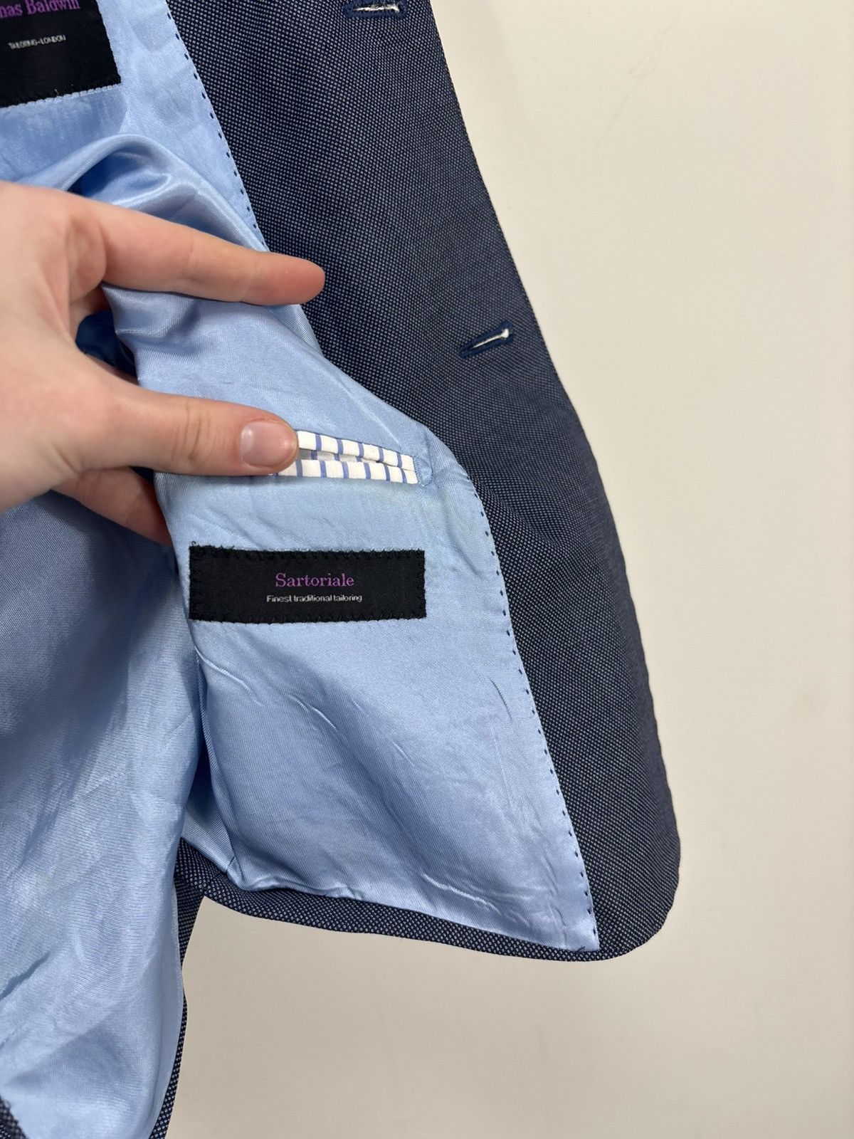 Vitale Barberis Canonico Thomas Baldwin Sartoriale Men’s VBC Super 140s Wool Suit Size 40R - 16 Thumbnail