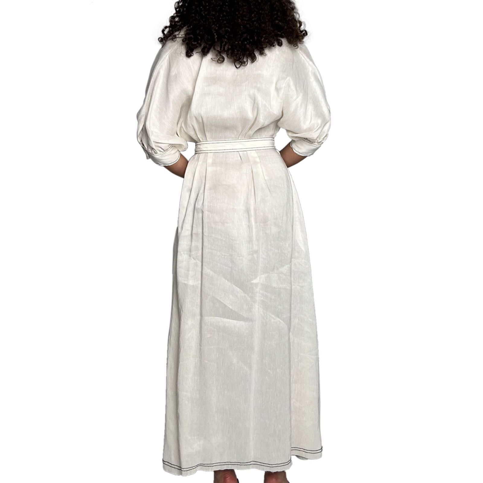 Aje Cream dress w/ black stitching and belt Size XS / US 0-2 / IT 36-38 - 4 Thumbnail