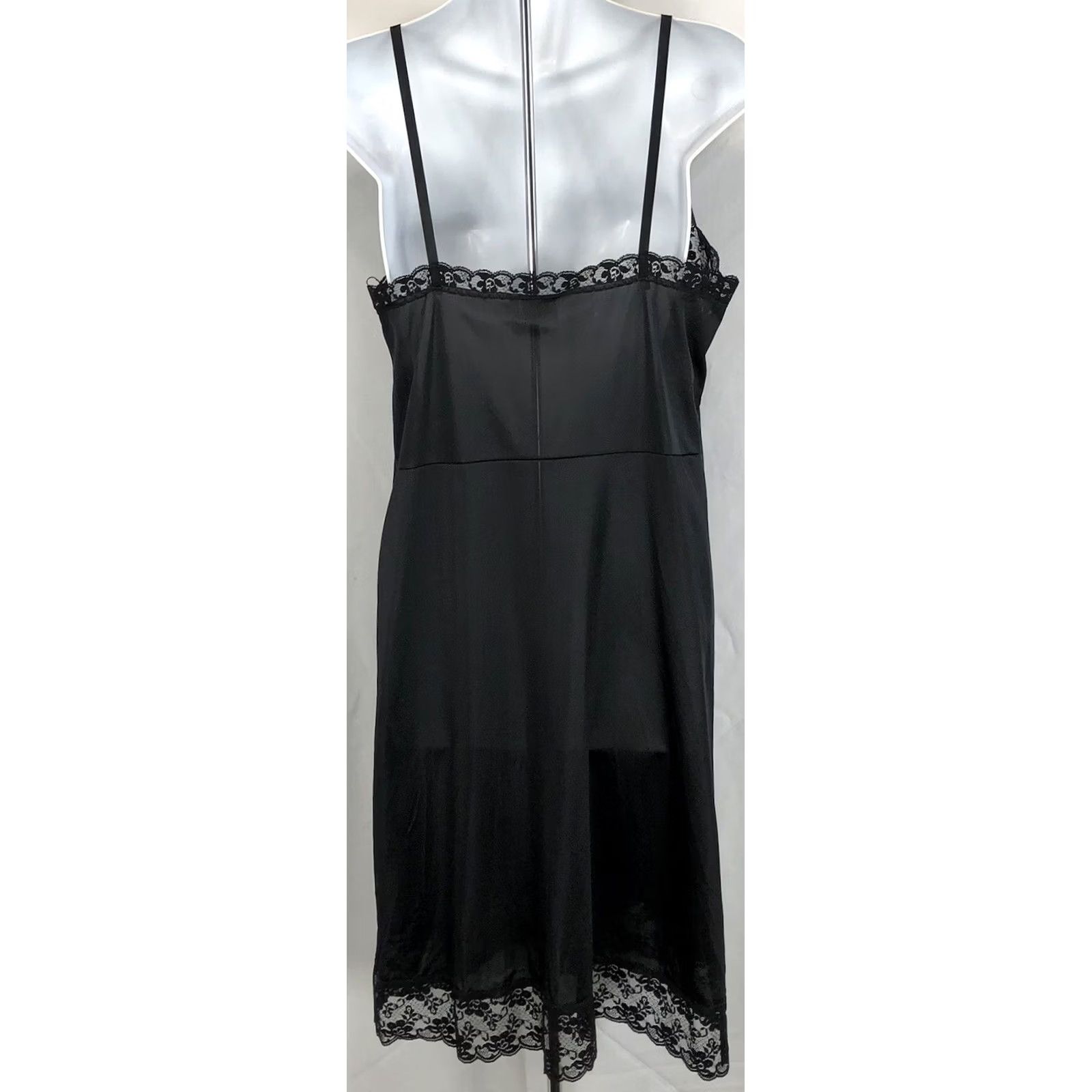 Vintage Vintage Slipfection Satin Lace Slip Lingerie Gown M Black 80s Whimsy Coquette Eveningwear Size ONE SIZE - 4 Thumbnail