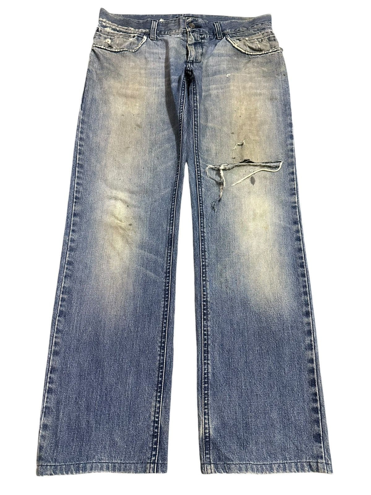 Dolce & Gabbana Vintage Dolce & Gabbana Mud Faded Wash Style Distress Jeans Size US 35 - 1 Thumbnail