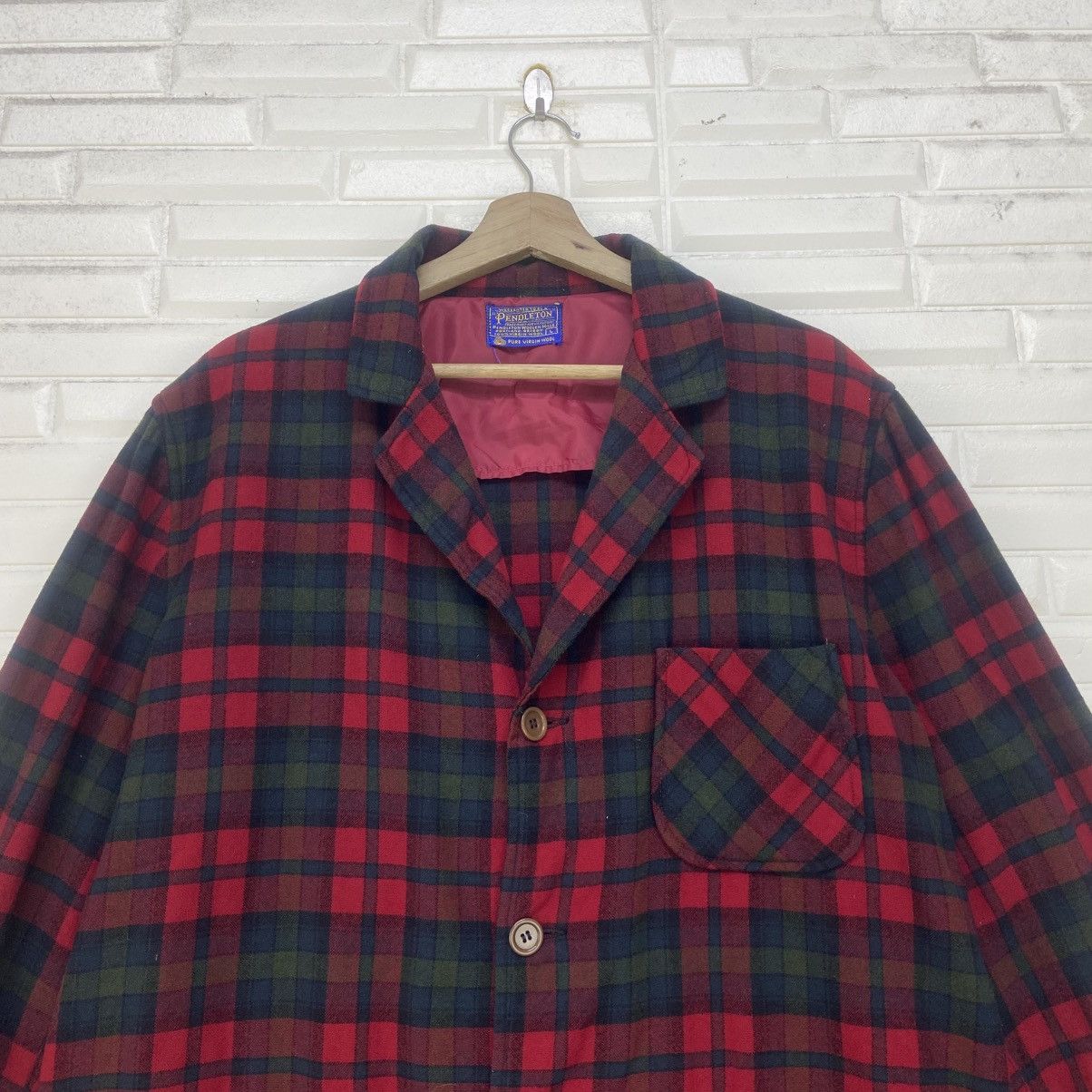 Pendleton Vintage Pendleton Red Checked Tartan Pure Virgin Wool Coat Size US L / EU 52-54 / 3 - 5 Thumbnail