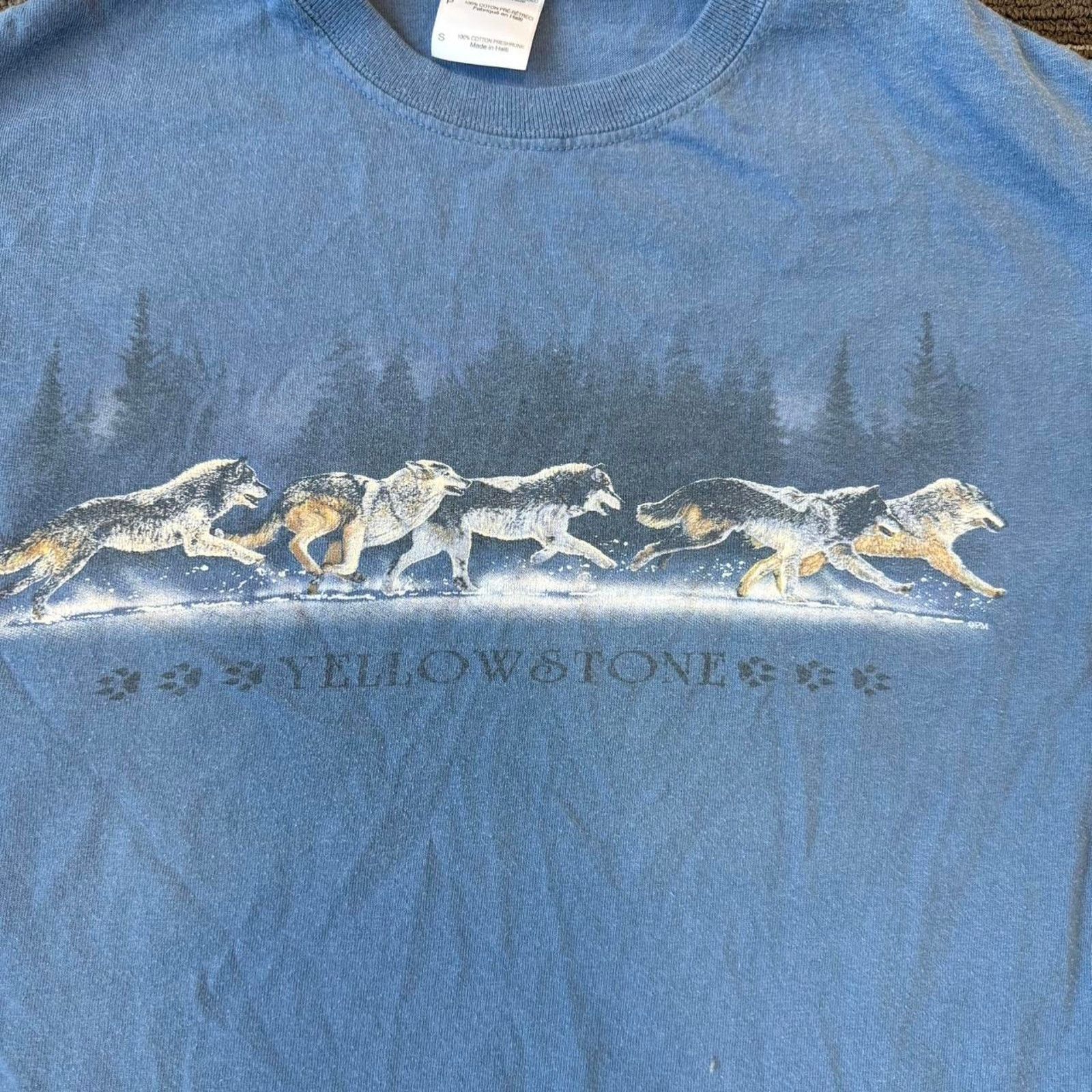 Gildan × Vintage Blue vintage 90s Yellowstone National Park tourist T-shirt Size US S / EU 44-46 / 1 - 2 Thumbnail