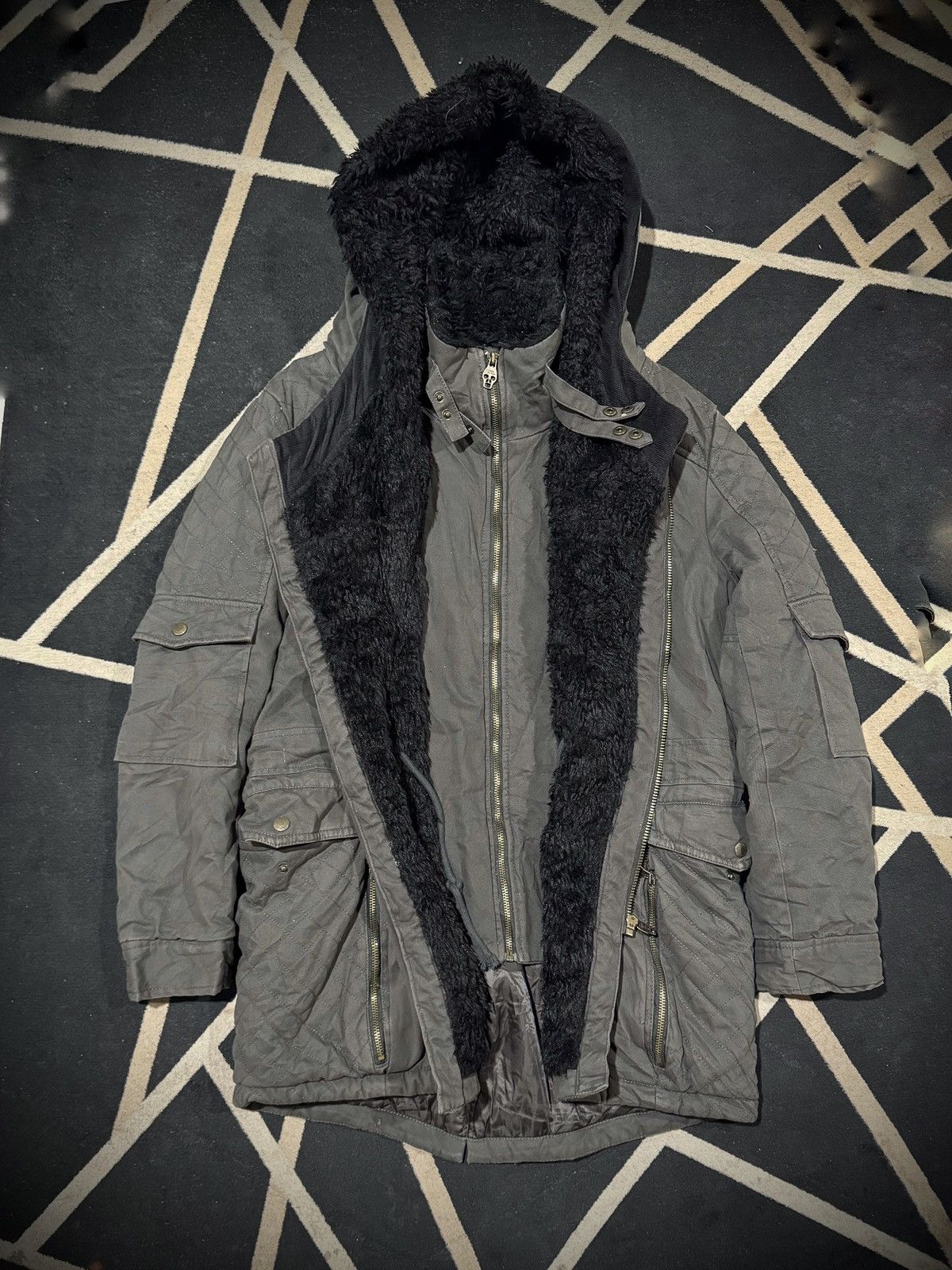 GOA Double Layers Asymmetrical Fur Jacket Codes Combine Lgb Size US L / EU 52-54 / 3 - 3 Thumbnail