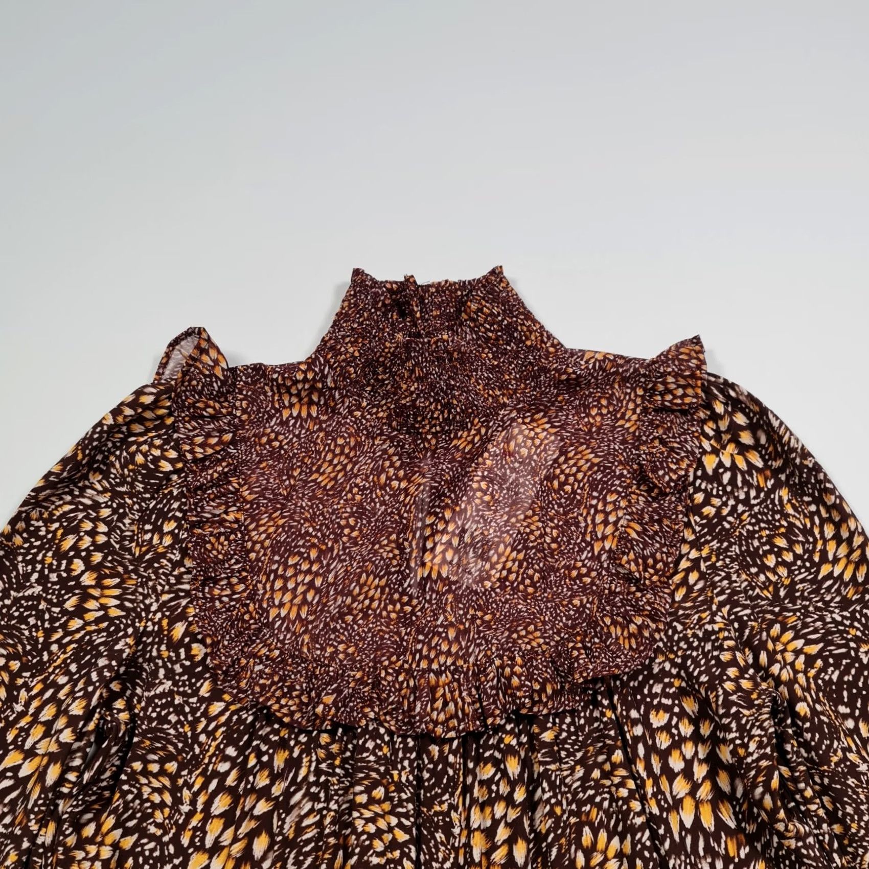 French Connection French Connection Dress Brown 6 UK XS-XXS Long Sleeve Mock Neck Midi A-Line Casual Formal Party/Cocktail Travel Women Size M / US 6-8 / IT 42-44 - 2 Thumbnail
