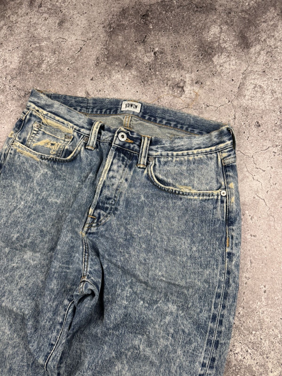 Edwin VINTAGE EDWIN WASHED DISTRESSED BAGGY SELVEDGE JAPANESSE Size US 32 / EU 48 - 7 Thumbnail