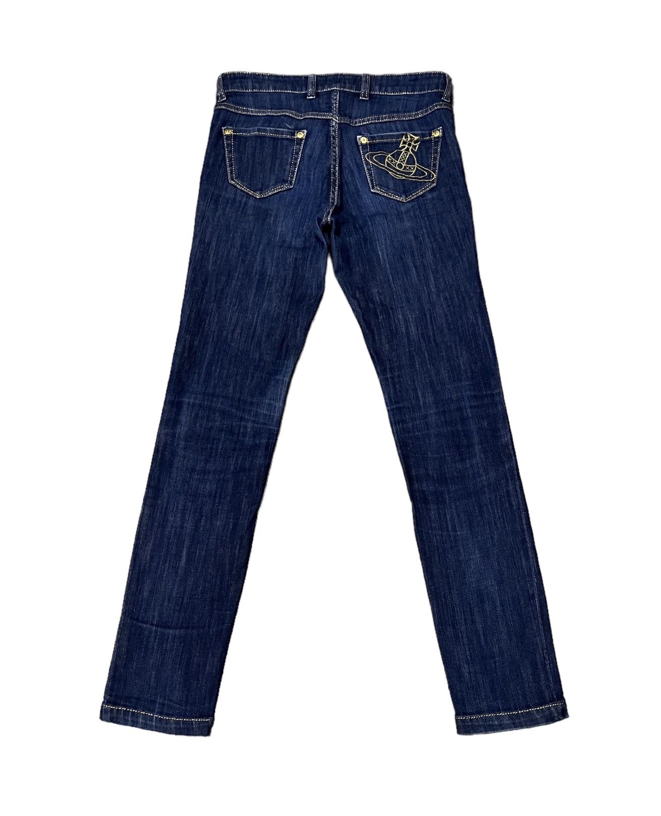 image of Vivienne Westwood Vivien Westwood Embroided Logo Jeans in Blue, Women's (Size 29)