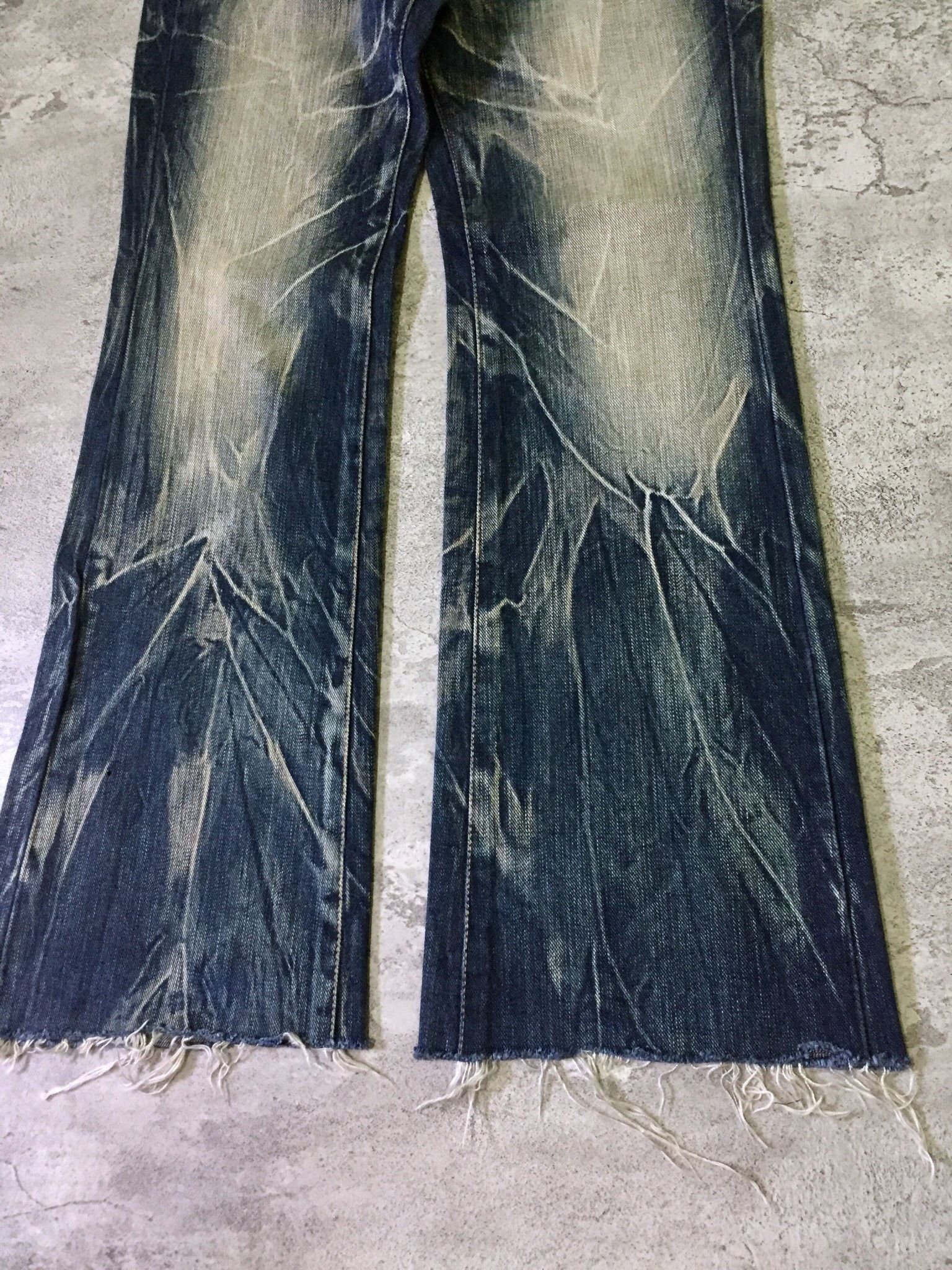 If Six Was Nine Jackrose Whiskered Wash Studed Flare Denim Pants Size US 29 - 4 Thumbnail