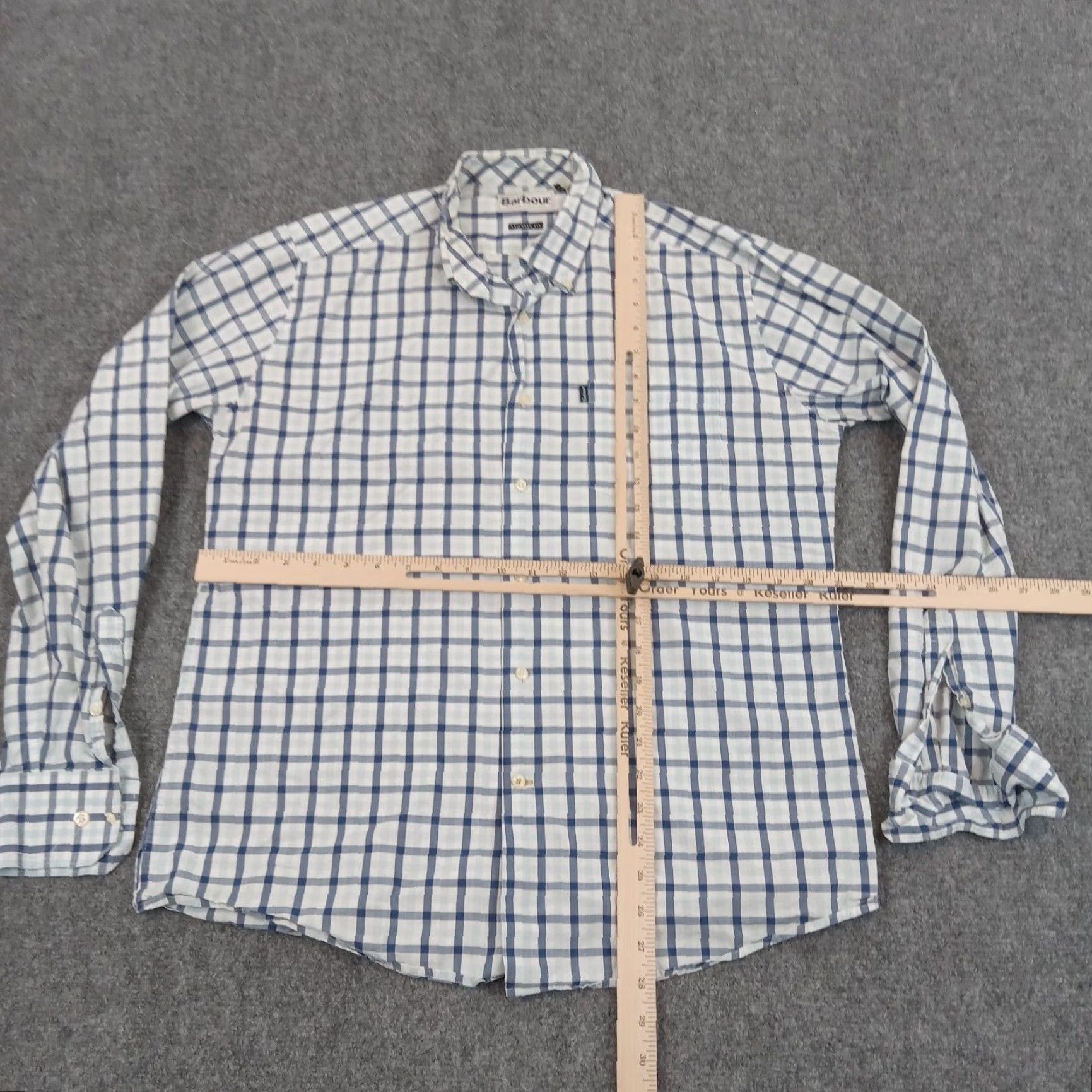 Barbour VINTAGE No (skip) Barbour Shirt Mens M Blue Plaid Button-Up Long Sleeve Tailored Fit Size US M / EU 48-50 / 2 - 2 Thumbnail