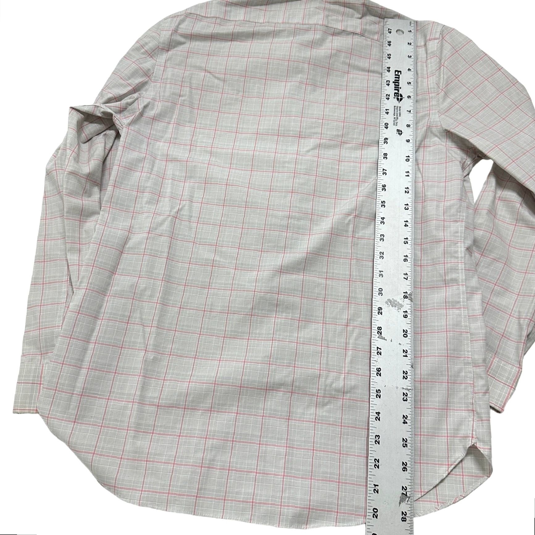 Michael Kors Michael Kors Mens Shirt 15.5 Pink Gray Plaid Slim Fit Button-Up Collared Long Sleeve Size US L / EU 52-54 / 3 - 3 Thumbnail