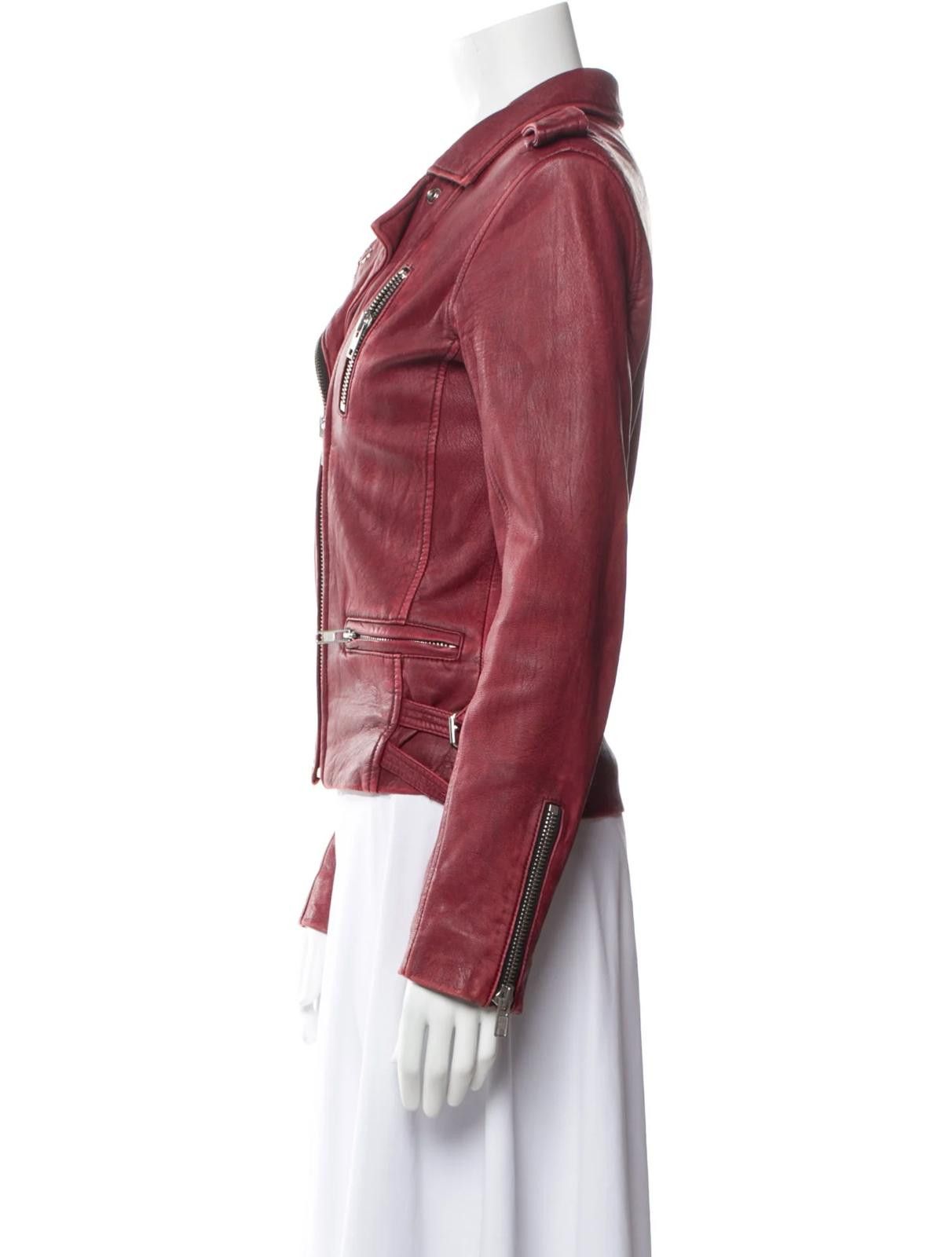 Iro Iro Lamb Leather Red Biker Jacket Size: S Size S / US 4 / IT 40 - 3 Thumbnail