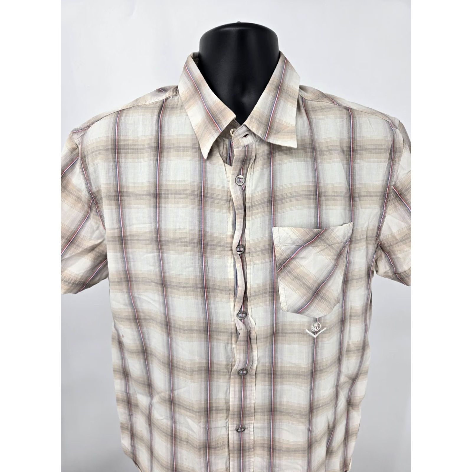 Diesel Diesel Shirt 2XL Beige Plaid Short Sleeve Lightweight Casual Pocket Men Size US XXL / EU 58 / 5 - 5 Thumbnail
