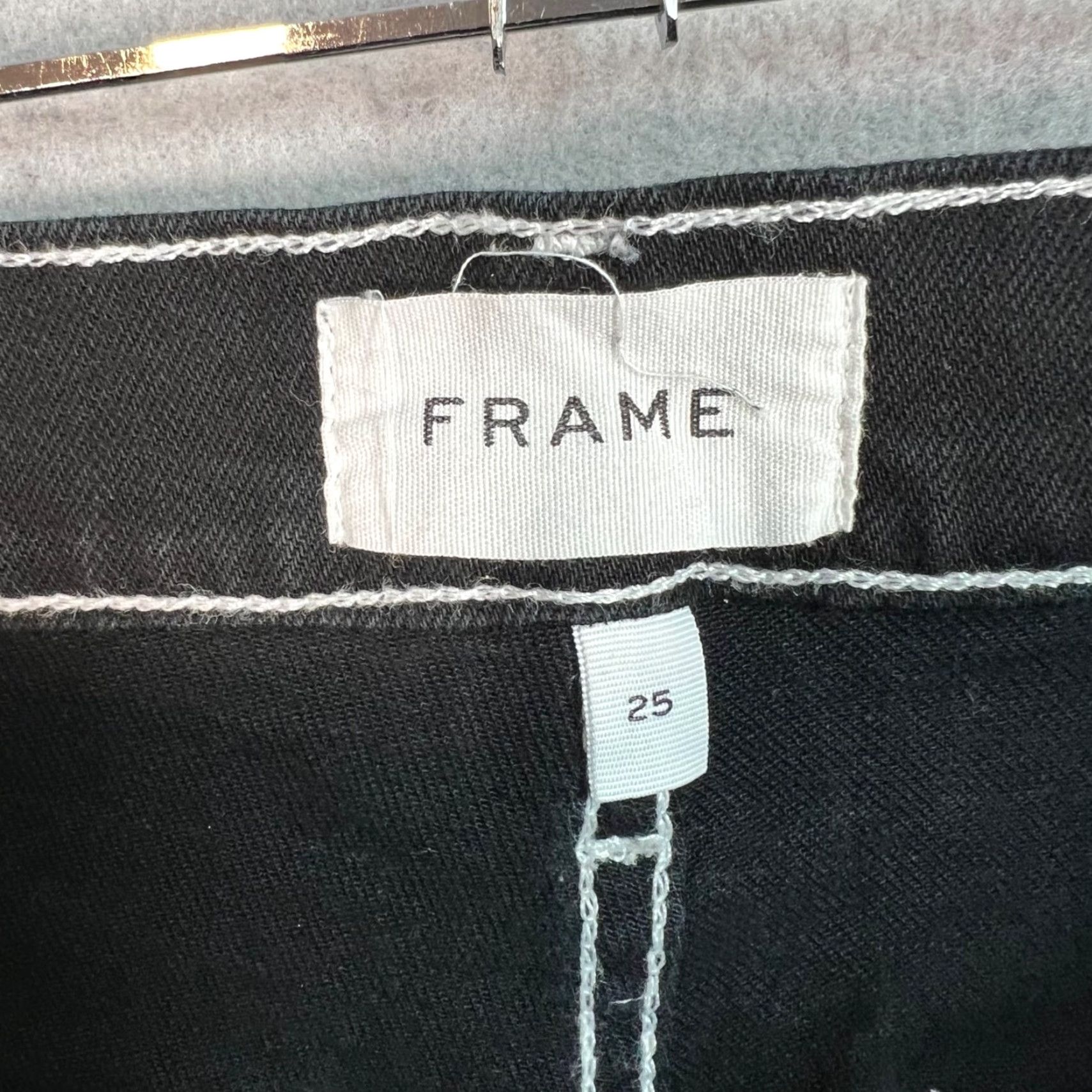 Frame Frame Le Bardot Crop Flare Black Jeans Womens Size 25 Contrast Stitch Size 42" / US 20 - 3 Thumbnail