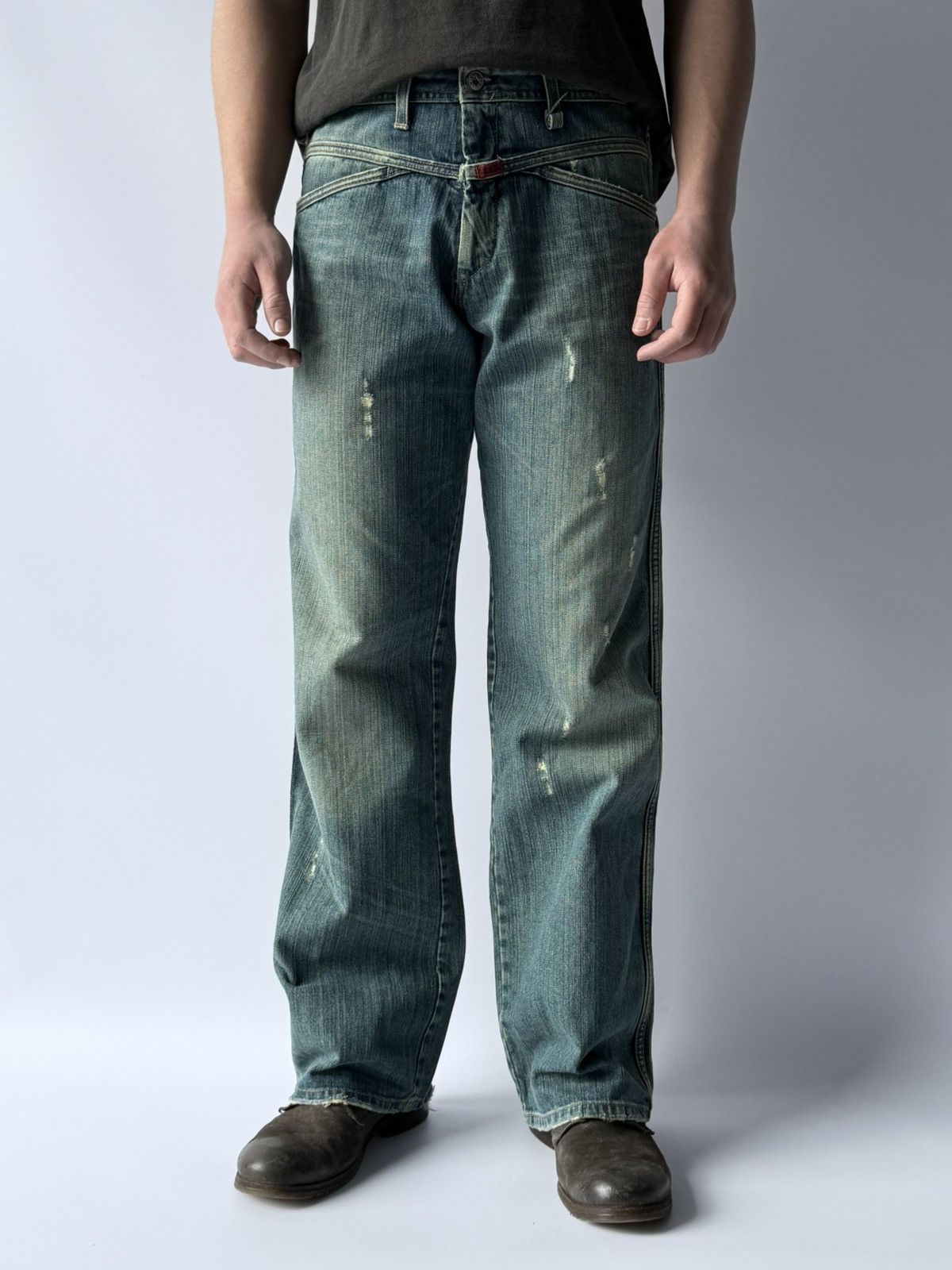Marithe + Francois Girbaud Archive 00s Marithe + Francois Girbaud Washed Denim Jeans Size US 31 - 1 Thumbnail