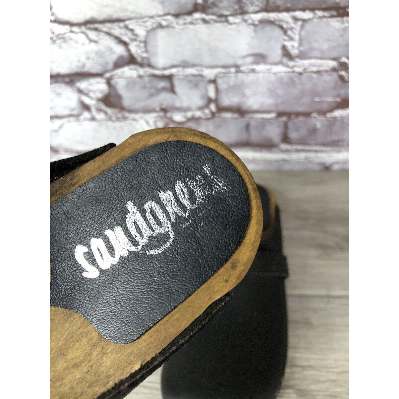 Other Sandgrens Handmade Swedish Black Nubuck Leather Wood Clogs W Size US 6 / IT 36 - 18 Thumbnail