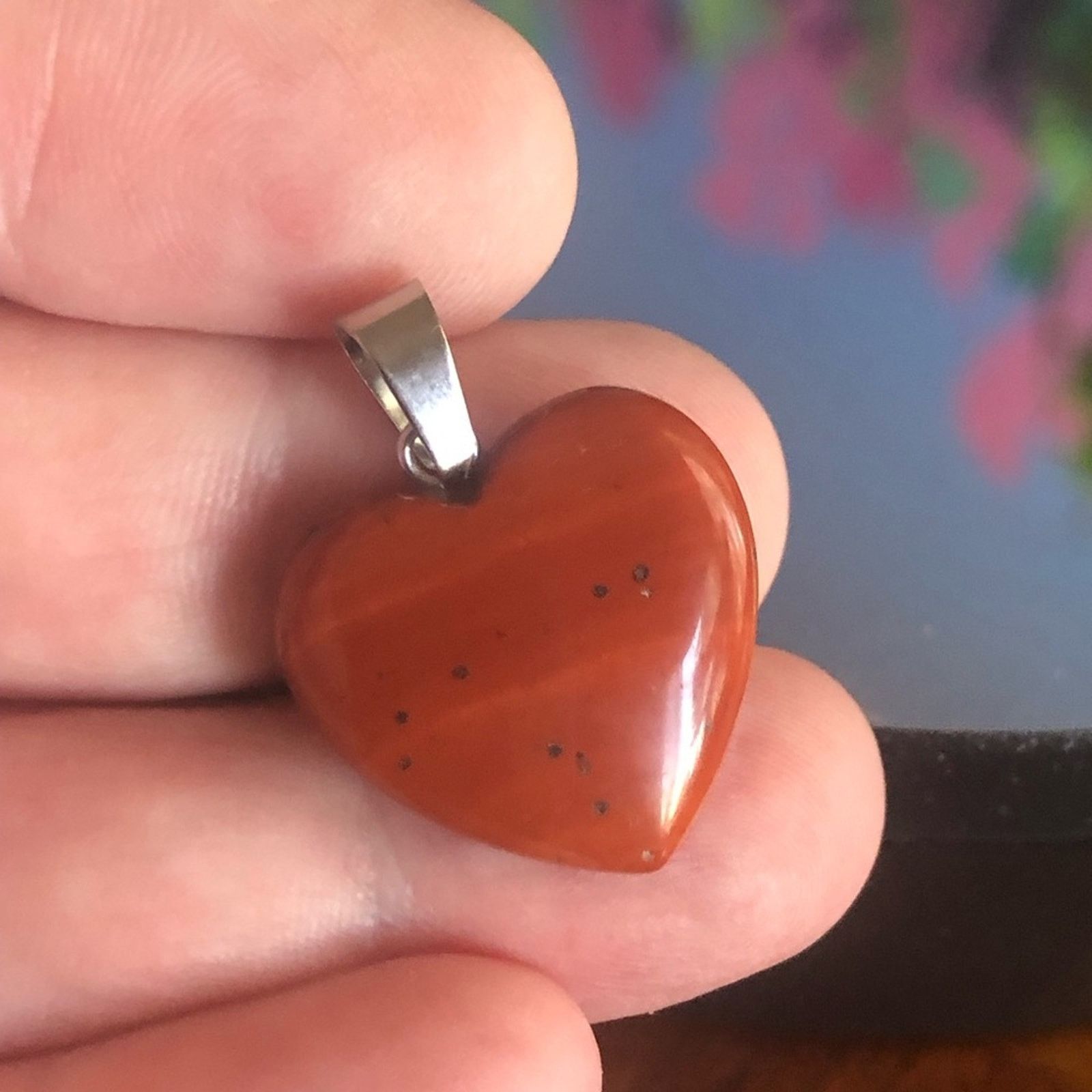 Handmade Handcrafted red jasper heart pendant on chain necklace Size ONE SIZE - 8 Thumbnail