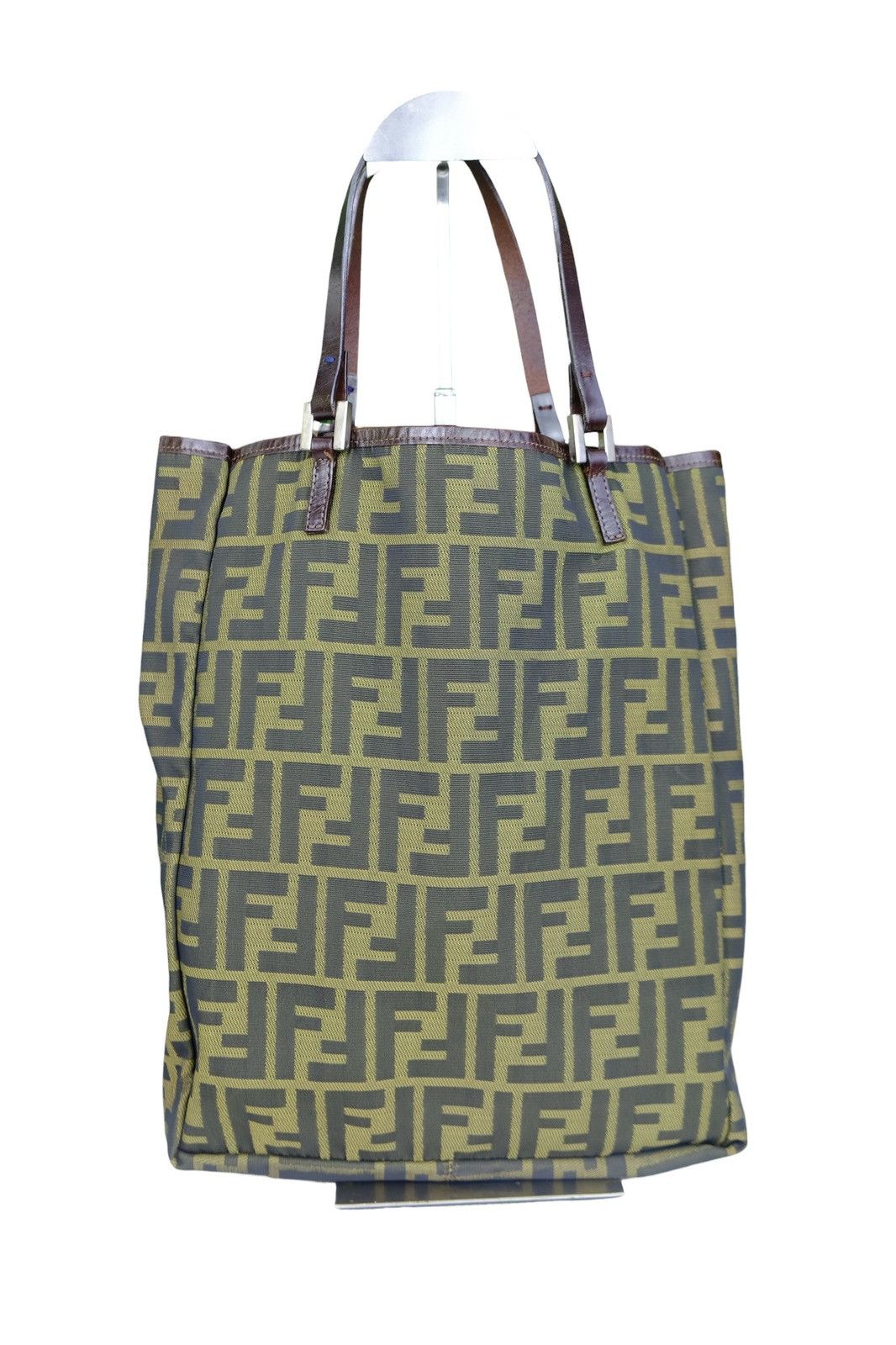Fendi Vintage fendi zucca tote bag with brown leather pouch bag Size ONE SIZE - 2 Thumbnail