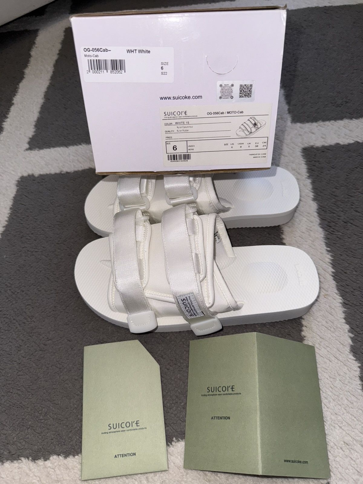 Designer Suicoke Moto Cab OG-056 White Slides Sandals Size US 6 / IT 36 - 19 Thumbnail