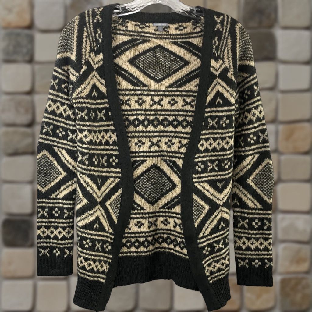 Vintage VINTAGE Charlotte Russe Cardigan Sweater XS Gray Tan Fair Isle Boho Geo Open Raglan Sleeve Regular Women’s Slim? Size XS / US 0-2 / IT 36-38 - 1 Thumbnail