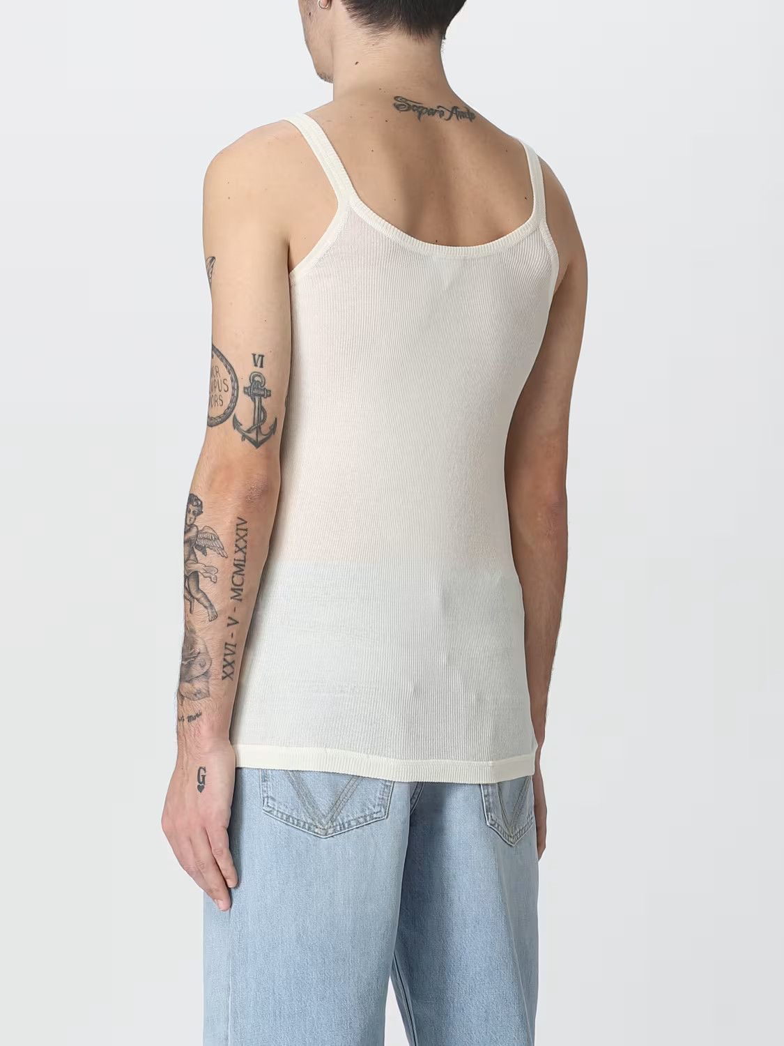Bottega Veneta o1loc1c0426 740415 Slim Fit Light Cotton Tank Top in Cream Size US L / EU 52-54 / 3 - 3 Thumbnail
