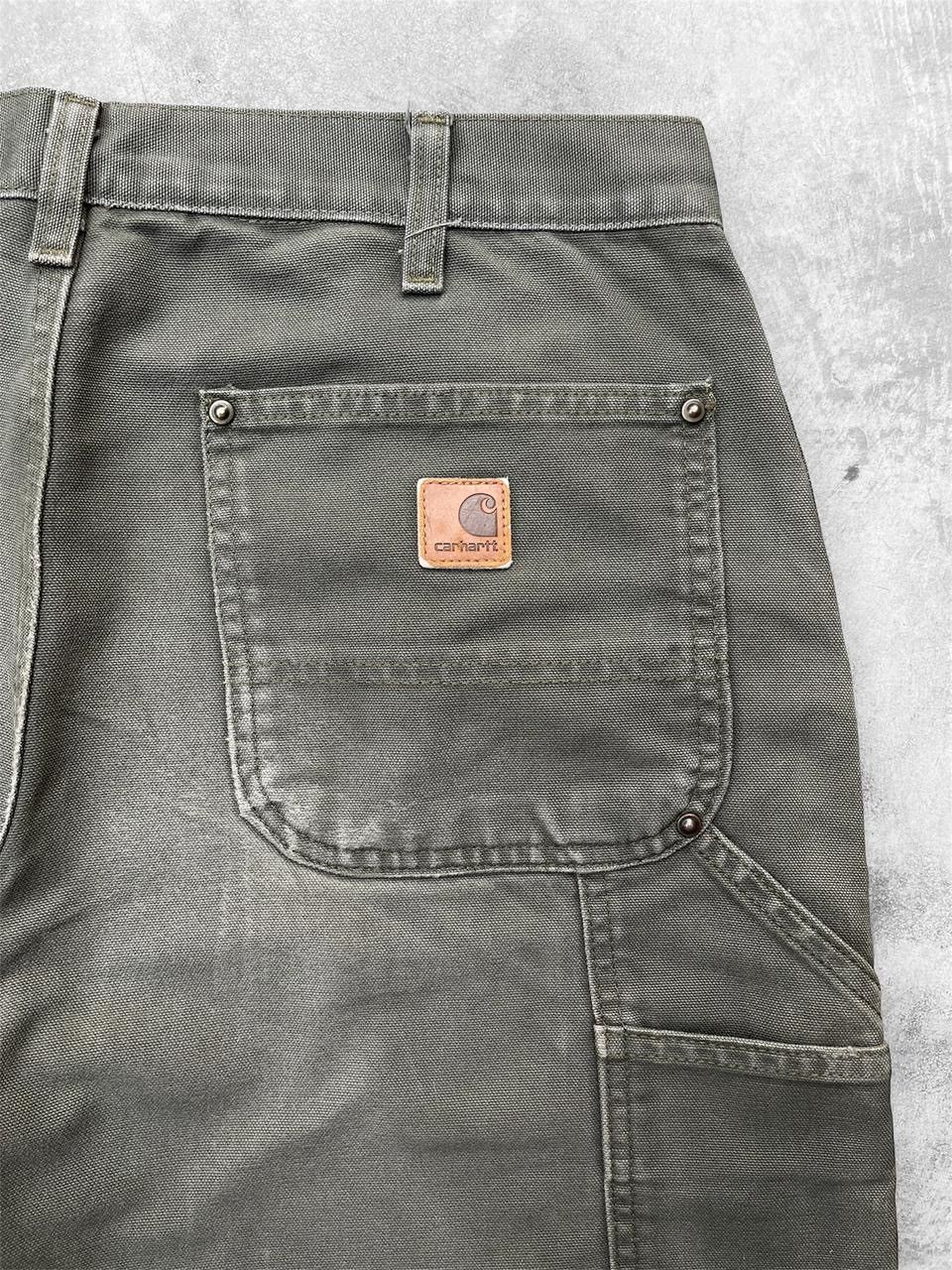 Carhartt Faded Mosgreen Distressed Carhartt Doublekne Pant B136-MOS Size US 34 / EU 50 - 8 Thumbnail