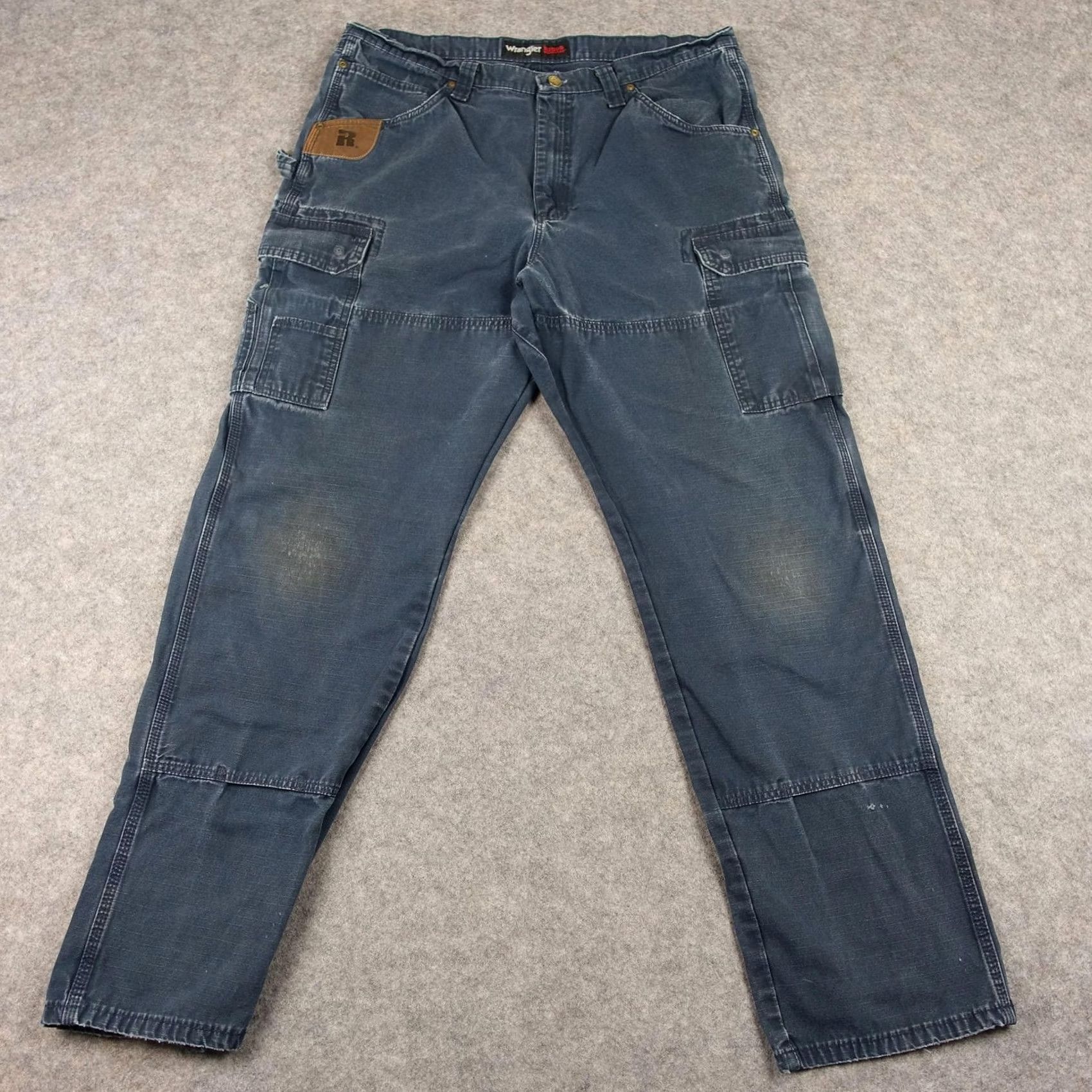 Wrangler Wrangler RIGGS Workwear Carpenter Pants Mens 38x34 Blue Cargo Pocket Straight Relaxed Belt Loops Size US 38 / EU 54 - 2 Thumbnail