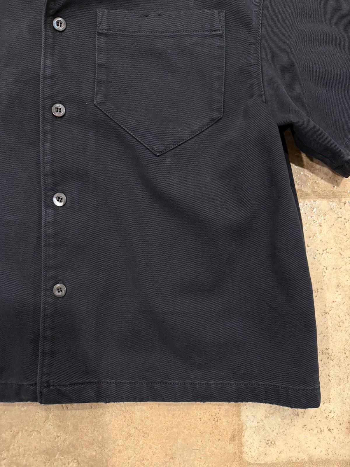 Prada Prada Black Denim Distressed Back Logo Button Bowling Shirt Size US M / EU 48-50 / 2 - 4 Thumbnail