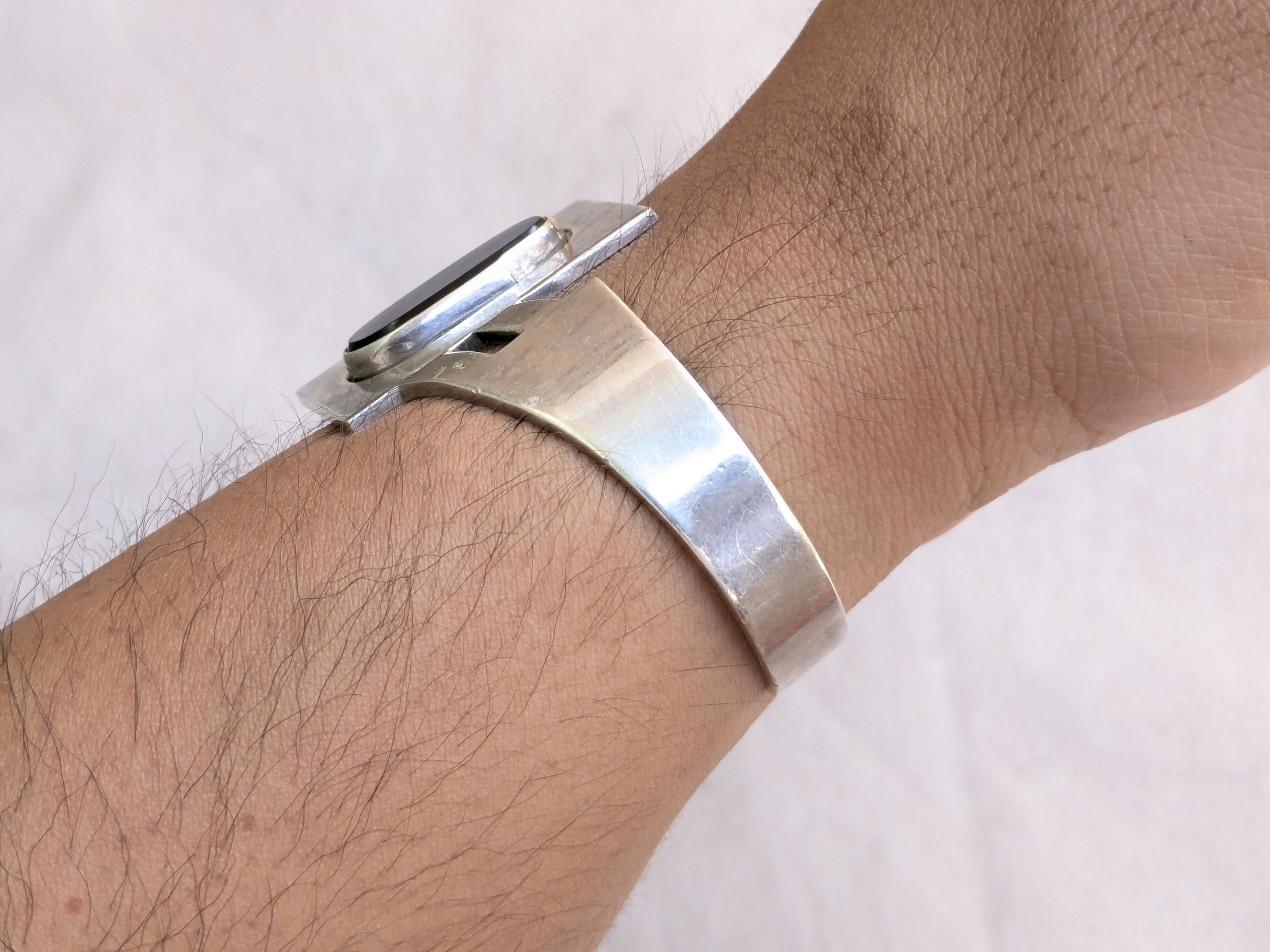 Jewelry Vintage Sterling Silver Bracelet Taxco Black Onyx Mexico Size ONE SIZE - 11 Thumbnail