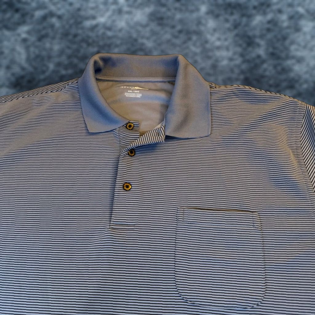 Vintage Grand Slam Golf Polo Shirt Mens XXL Blue Striped Short Sleeve Chest Pocket Casual Activewear Golf 2XL Button Logo Collared Size US XXL / EU 58 / 5 - 1 Thumbnail
