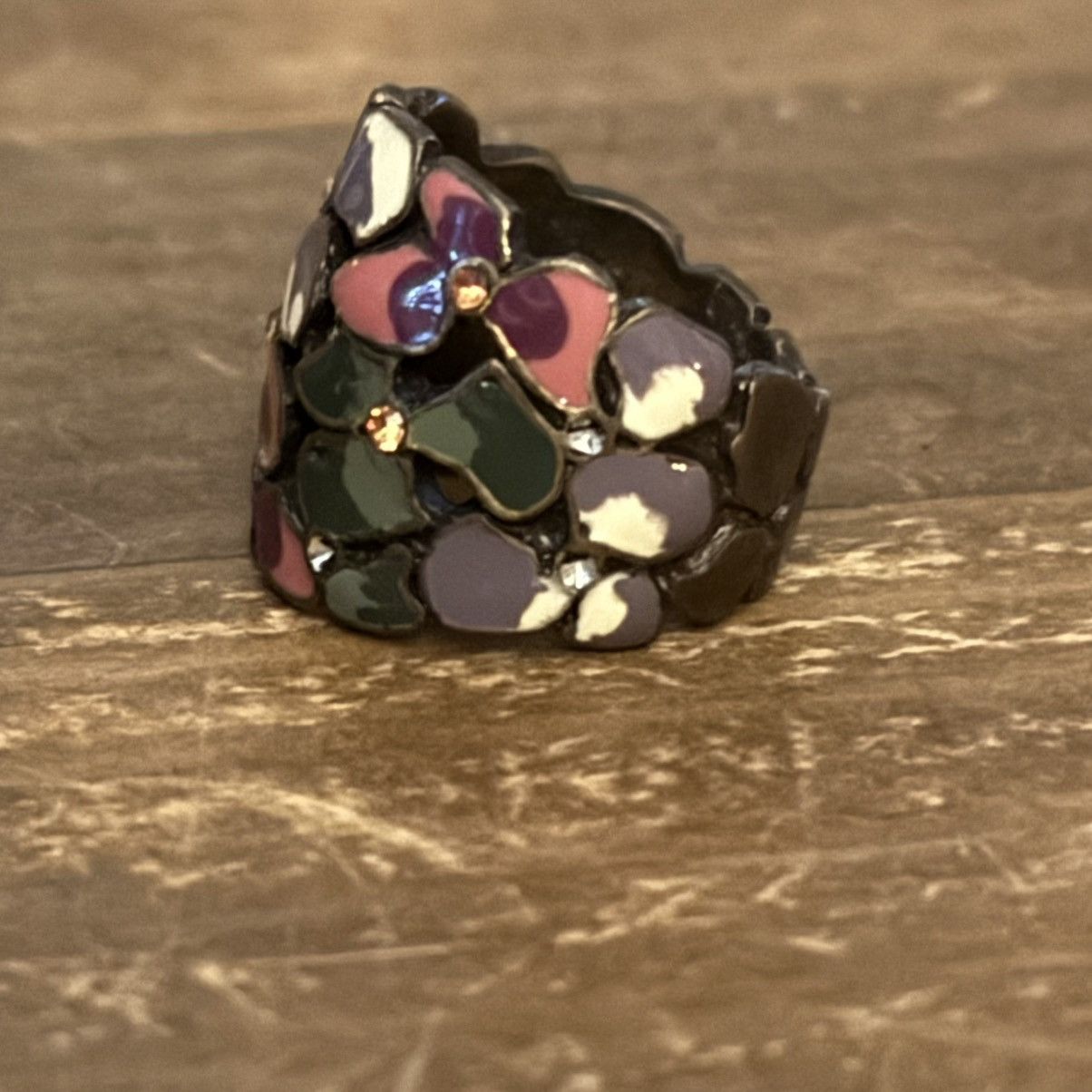 Other Wide multicolor enamel floral ring Size ONE SIZE - 9 Thumbnail