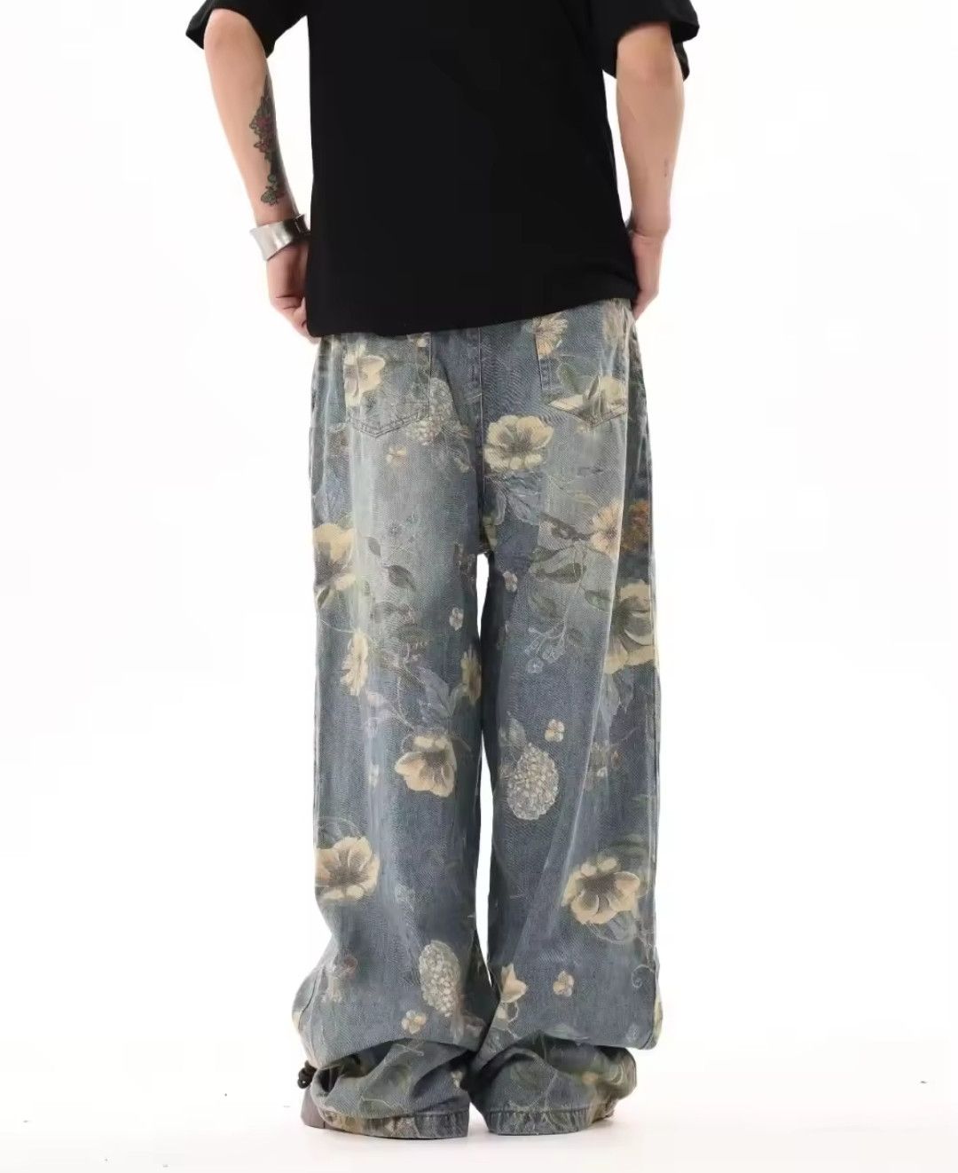 Japanese Brand × Jean Floral Printed Denim Streetwear Luxstyles Wide Leg Jeans Size US 32 / EU 48 - 3 Thumbnail
