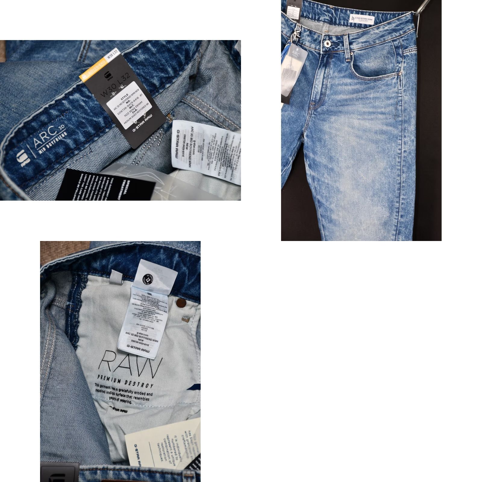 G-Star G-Star Arc 3D Mid Boyfriend Denim Jeans WOMEN W30/L32 Blue 100% Cotton 5-Pocket Size 30" / US 8 / IT 44 - 8 Thumbnail