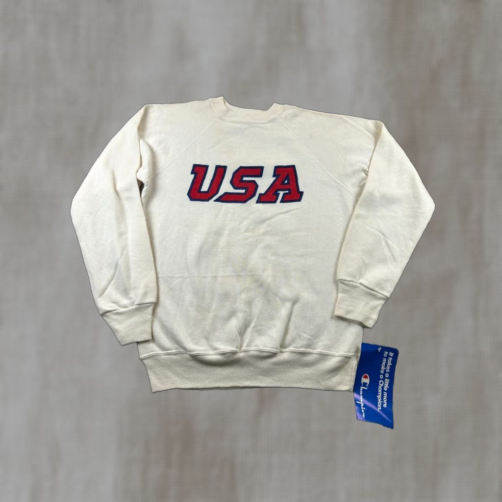 Champion VINTAGE Champion Sweatshirt Mens M Cream USA Crewneck 80s USA Deadstock Short Description: 90s Size US M / EU 48-50 / 2 - 1 Thumbnail
