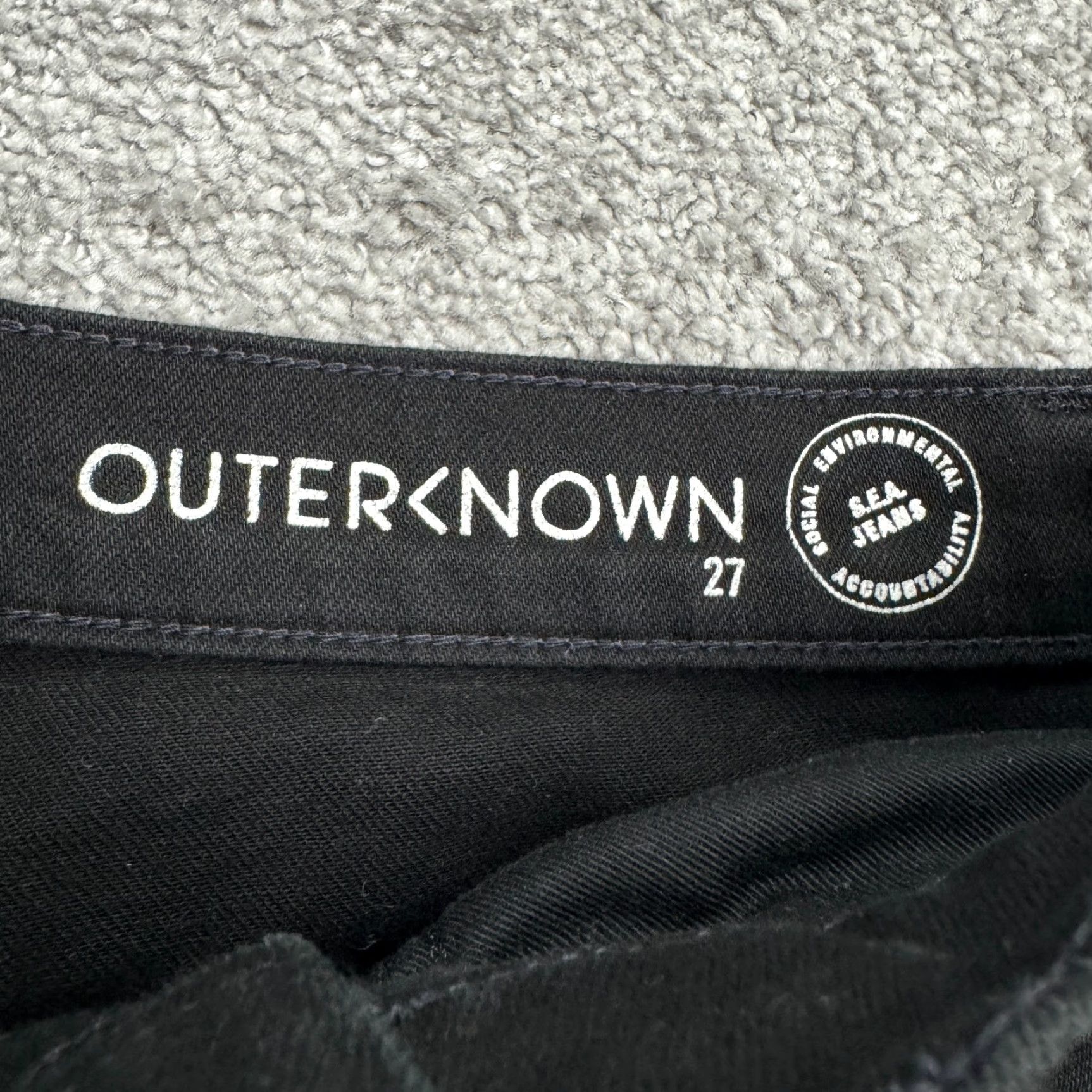 Outerknown OuterKnown S.E.A. Strand High Rise Skinny Jeans Womens 27 Black Stretch Denim | 5-Pocket Design | Button Zip Closure | Dark Wash Size 27" / US 4 / IT 40 - 5 Thumbnail