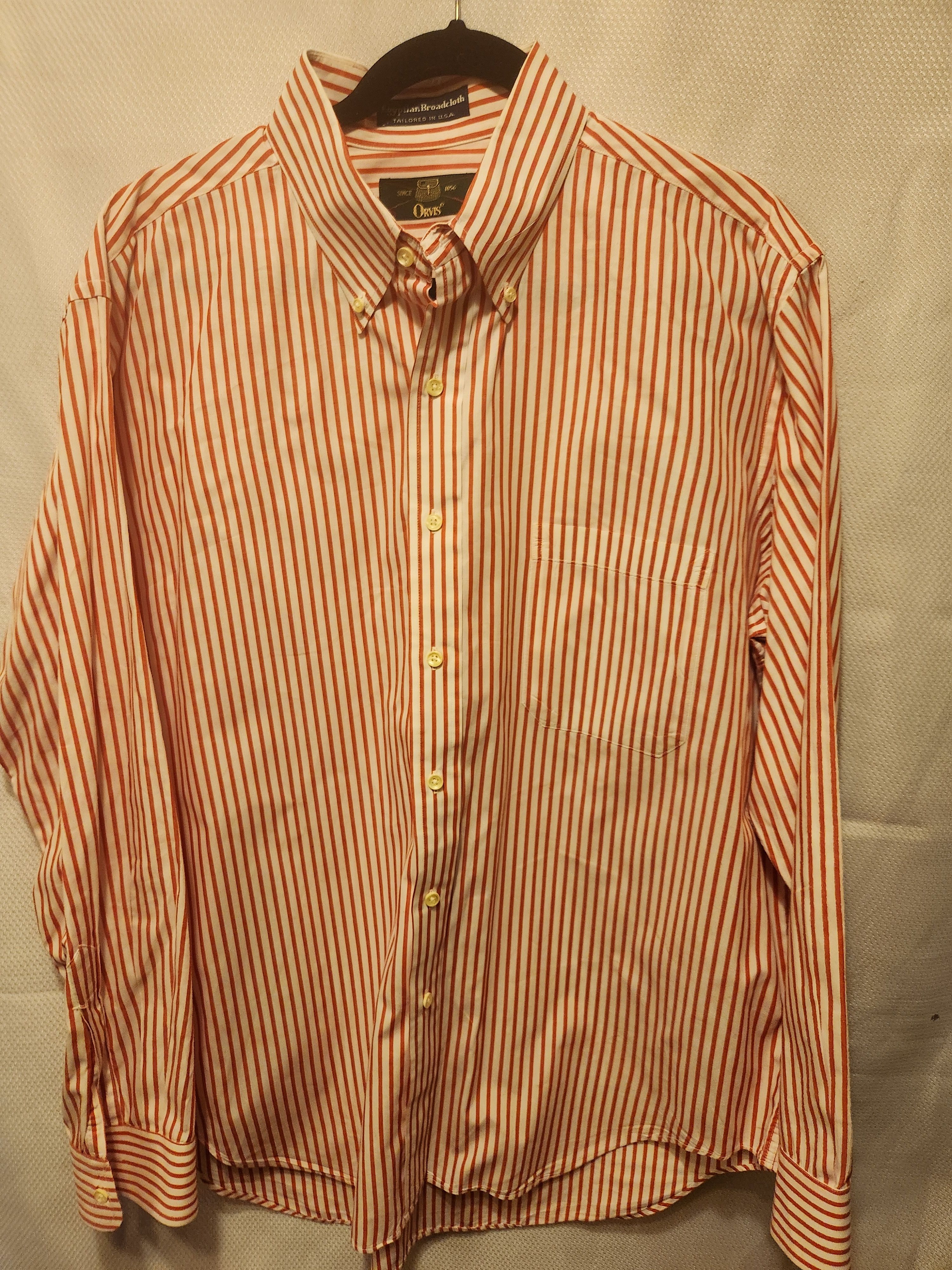 Orvis Vtg 100% Cotton Red and White Striped Button Front Shirt Size US XL / EU 56 / 4 - 1 Thumbnail
