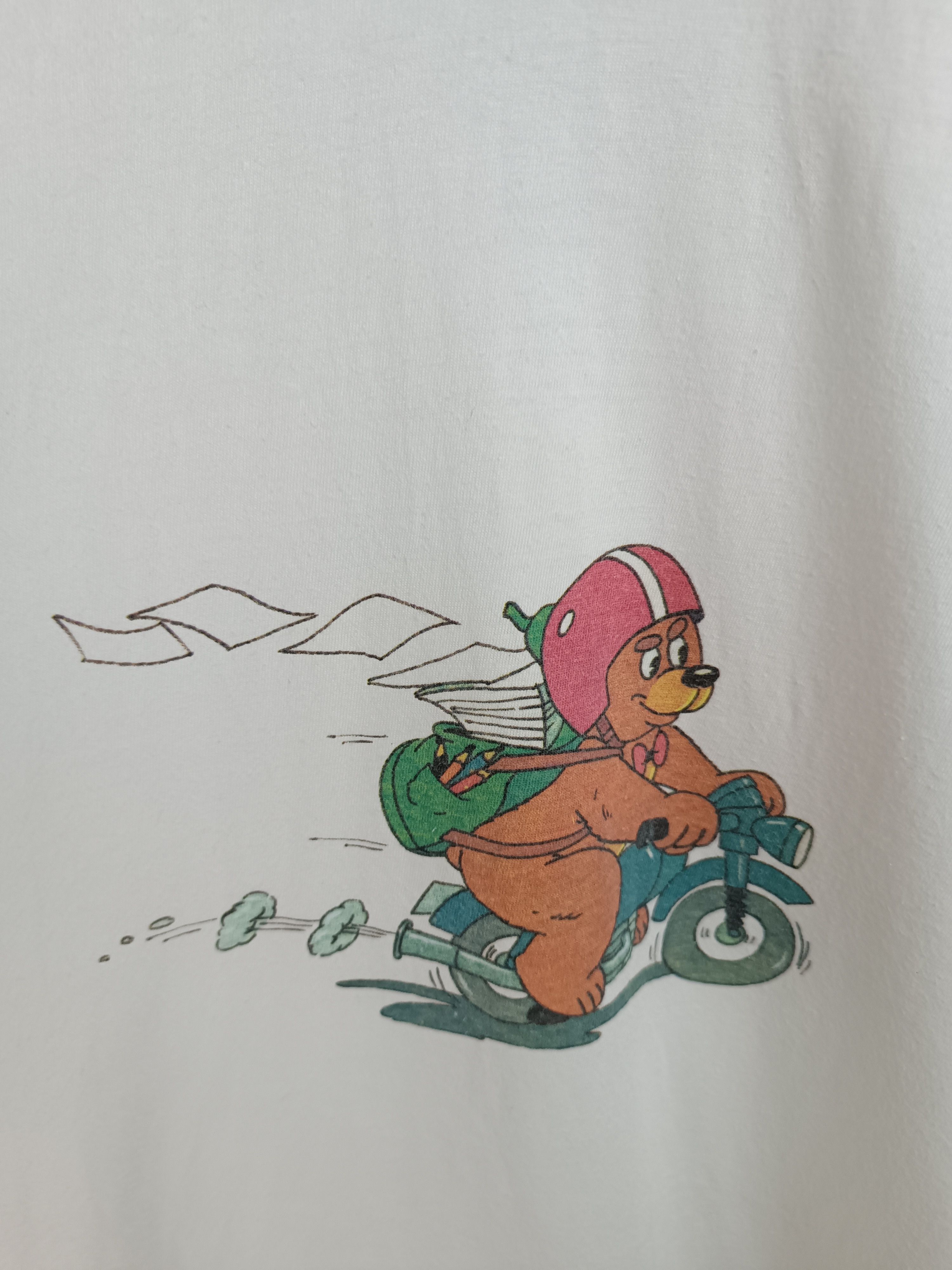 Other VINTAGE 90'S BEAR RIDING MOTORCYCLE CUTE PET ANIMATION TEE Size US XL / EU 56 / 4 - 9 Thumbnail