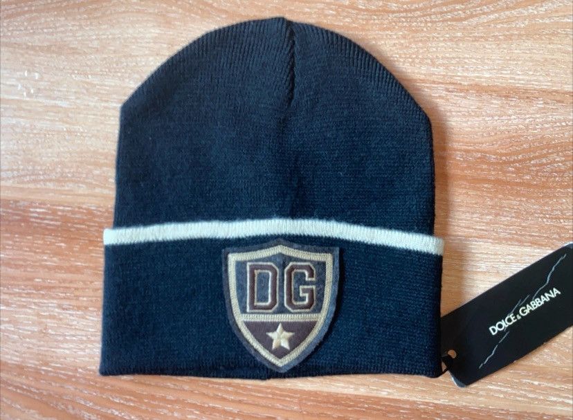 DOLCE & GABBANA PATCHED LOGO WOOL BEENIE HAT
