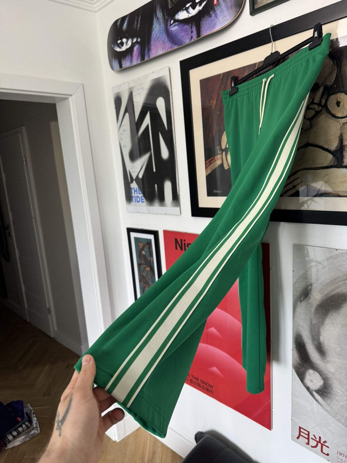 Celine Celine Green Track Pants Hedi Slimane Mini Logo Sample Rare Size US 32 / EU 48 - 4 Thumbnail