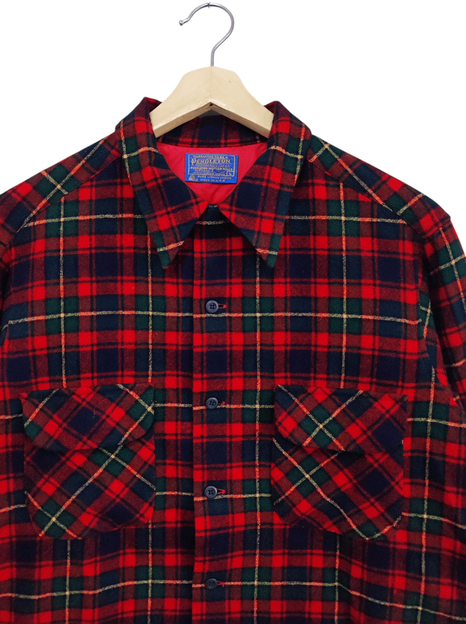 Pendleton × Vintage Vintage 80 Pendleton Virgin Wool Flannel Red Plaid Large USA Size US L / EU 52-54 / 3 - 5 Thumbnail
